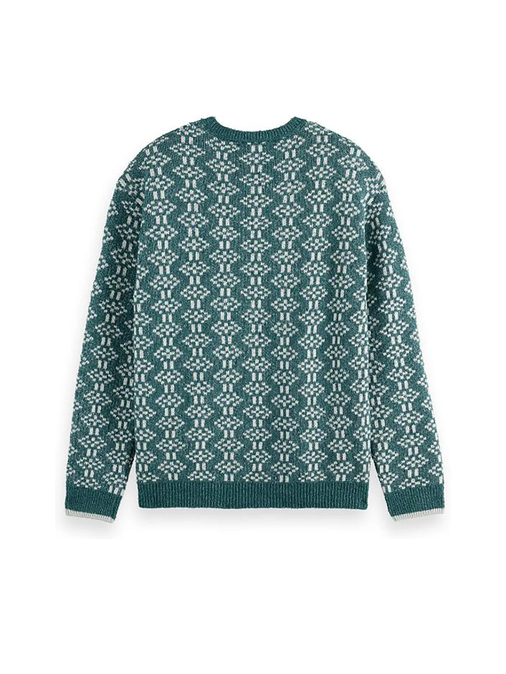 SCOTCH&SODA Men Crewneck Jacquard Extra Drop Shoulder Pitch Green