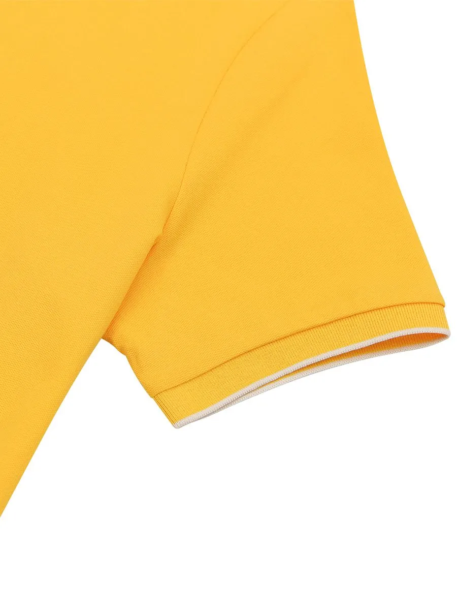 GIORDANO Men's Cotton Lycra Solid Polo Daffodil Yellow