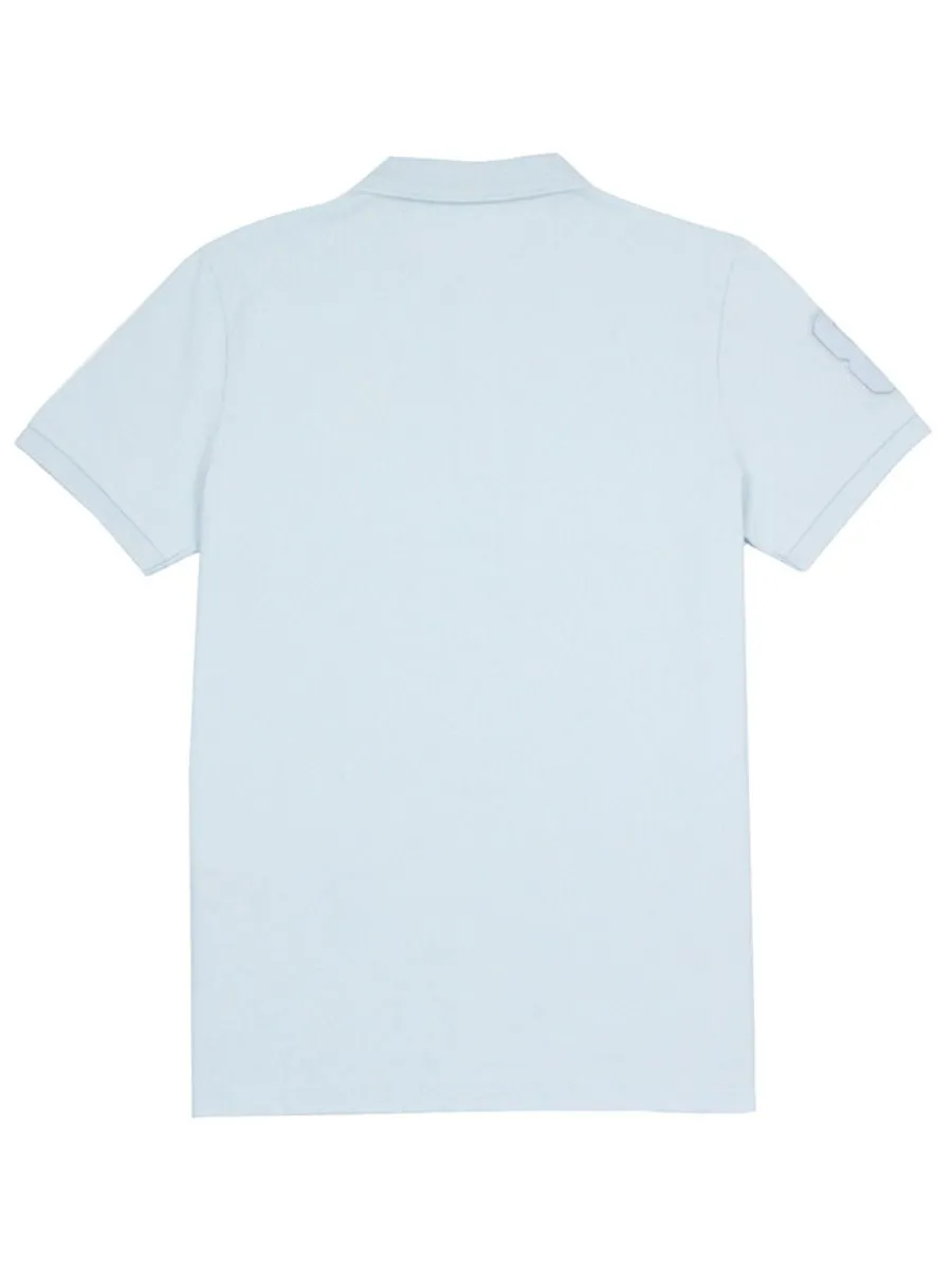 GIORDANO Men's Slim Fit 3D Lion Embroidery Polo Ice Water Blue