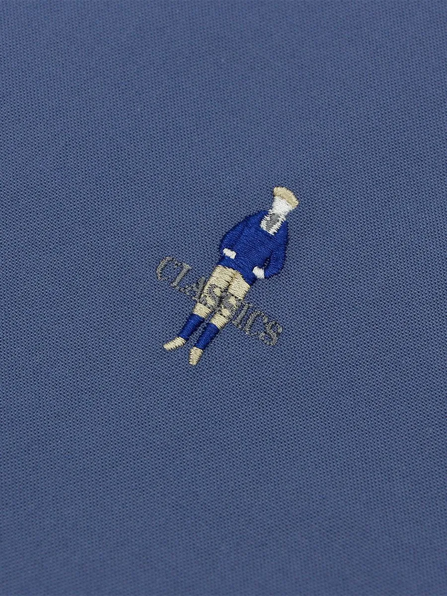 GIORDANO Men's Slim Embroidery Stretch Oxford Shirts (Classic Man) Dark Blue Navy