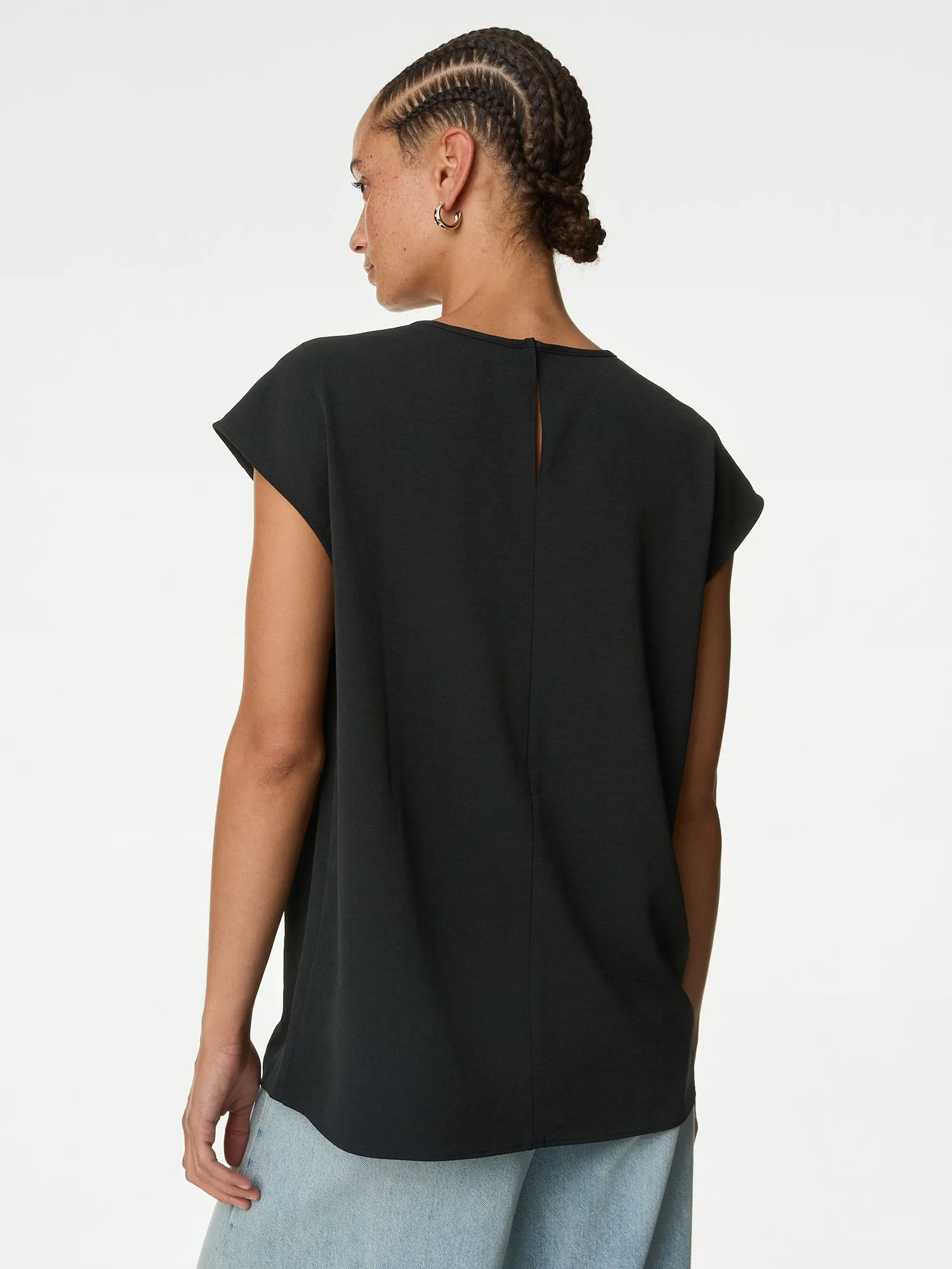 MARKS & SPENCER Women Blouse Round Neck Black