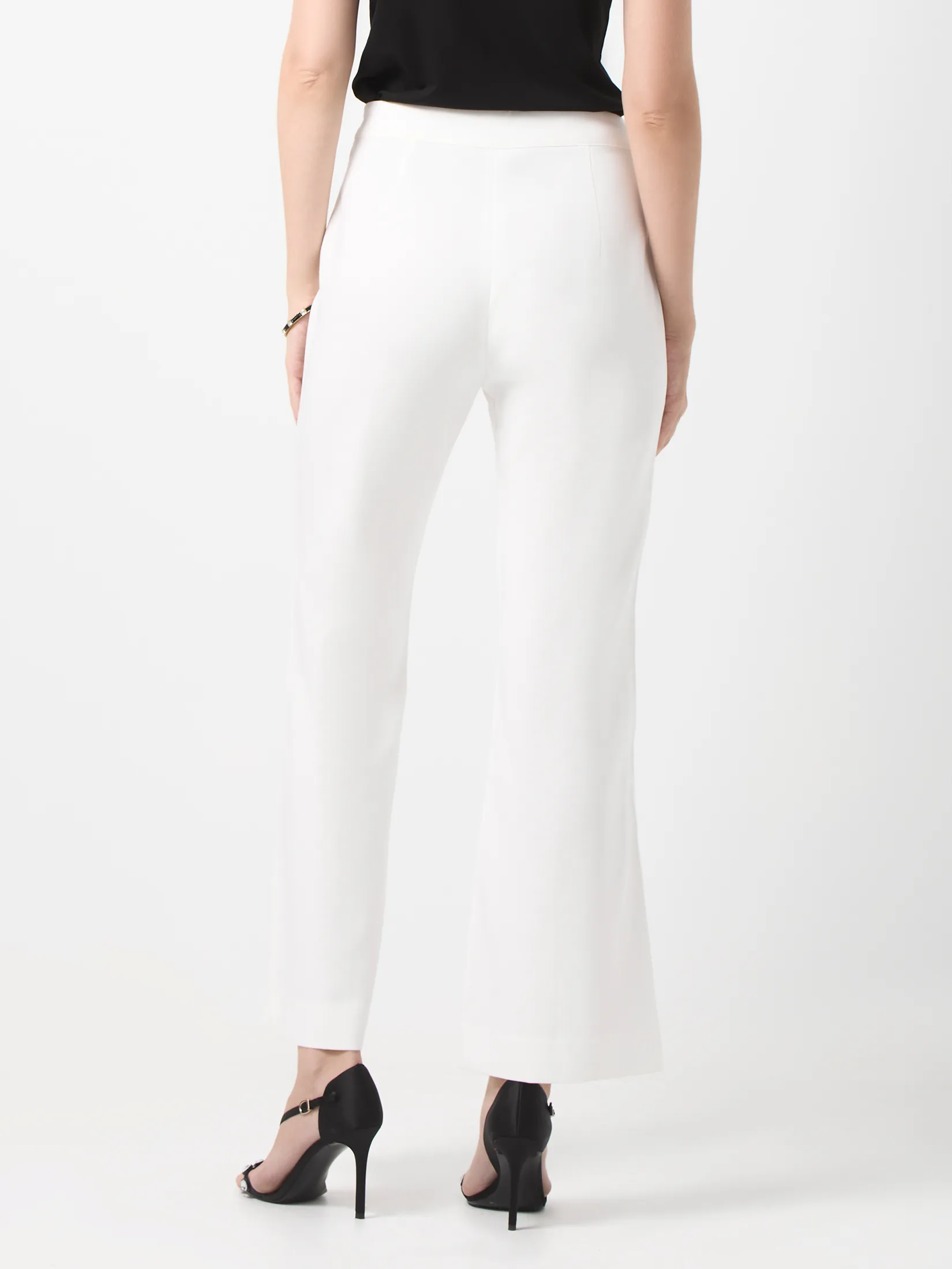 F-FASHION Fit & Flare Leg Slit Trouser Women White