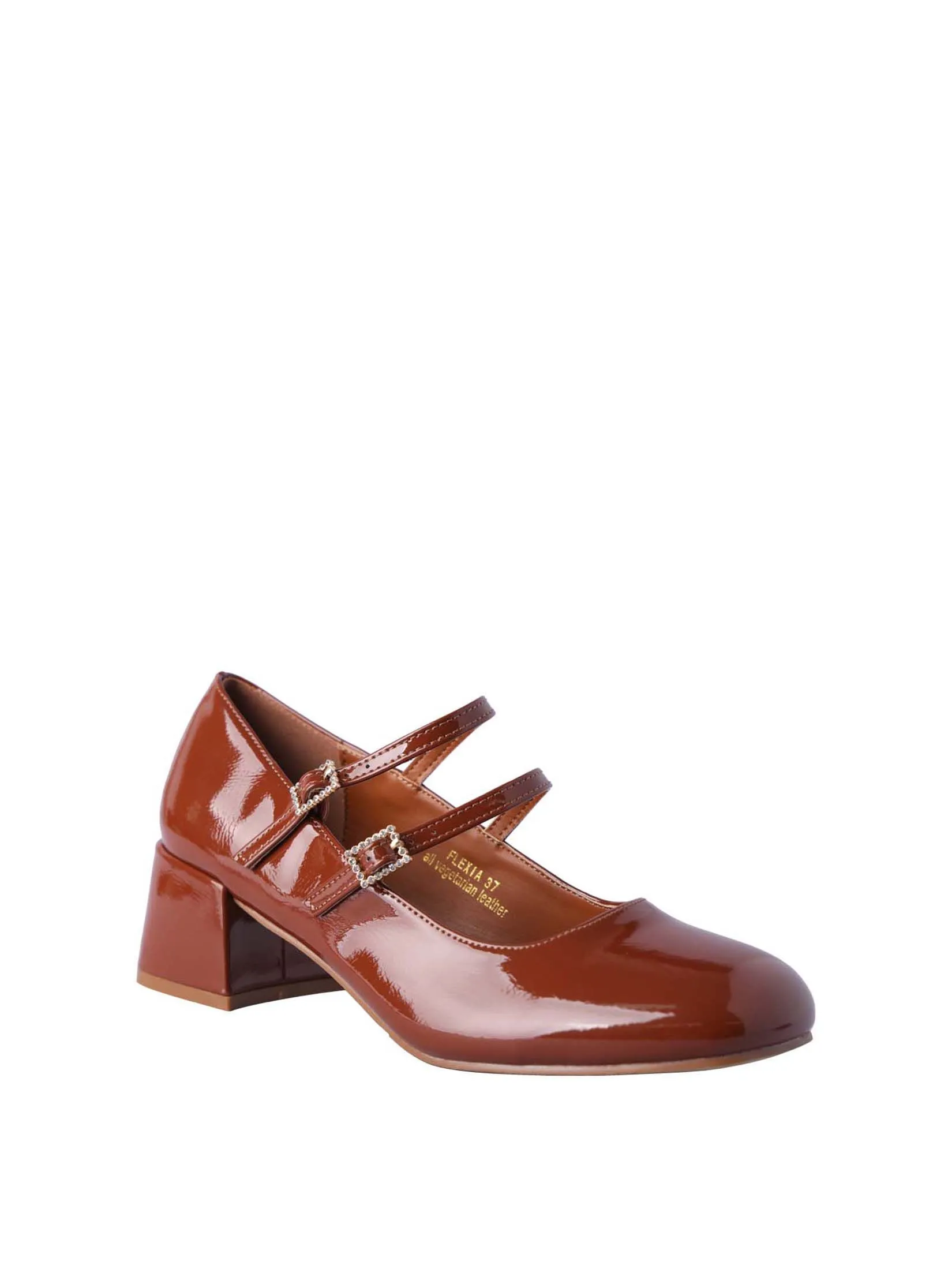 VILLAINS SF FLEXIA Women's Mary-Jane Heels BROWN PATENT