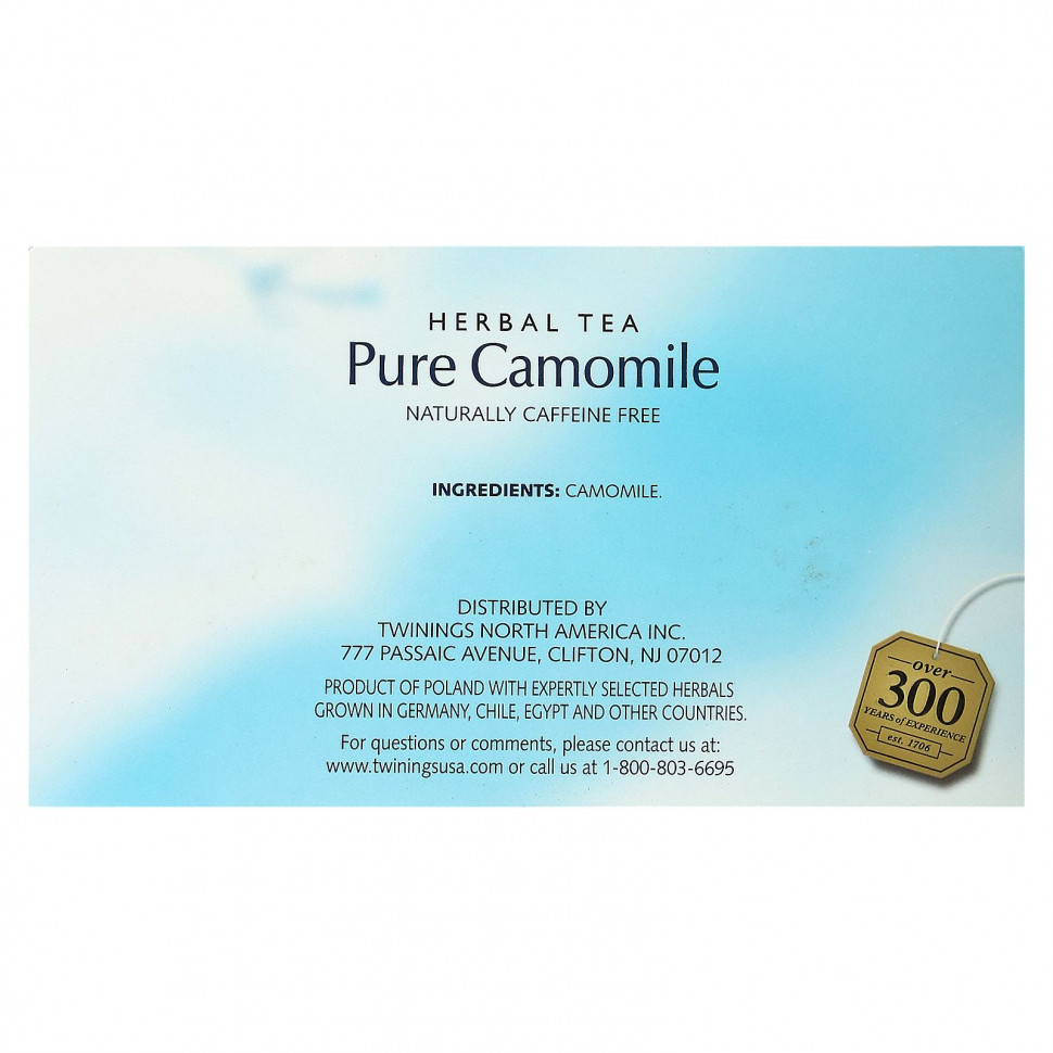 Twinings, травяной чай, чистая ромашка, без кофеина, 50 чайных пакетиков, 75 г (2,65 унции)