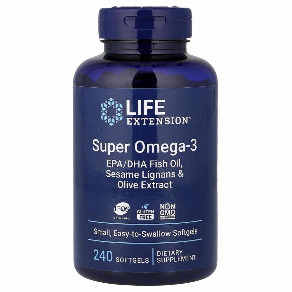 Life Extension, супер омега-3, 240 капсул