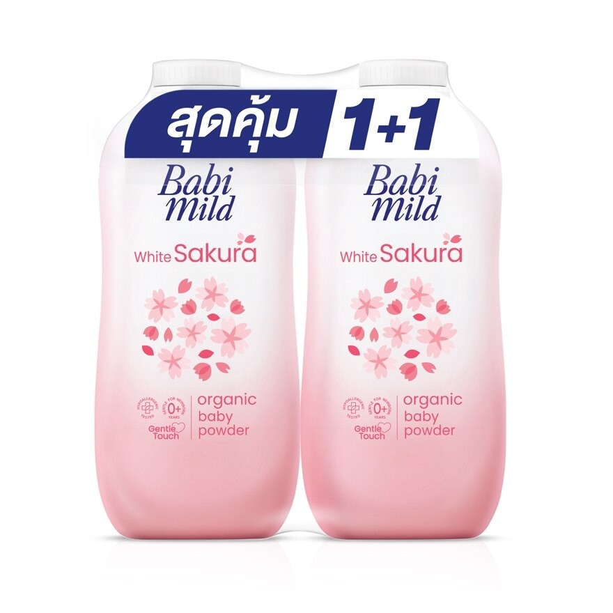 Babi Mild Organic Baby Powder White Sakura 350 G.Twin Pack