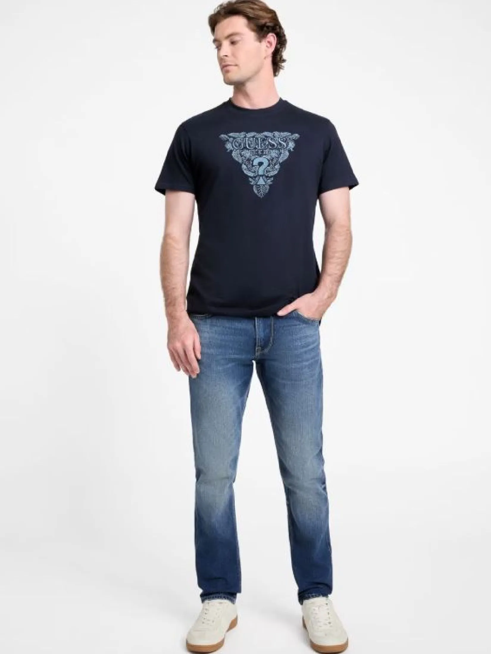 GUESS GUESS MEN Regular-fit Logo  T-Shirt  M5GI16K8FQ4  -  Blue