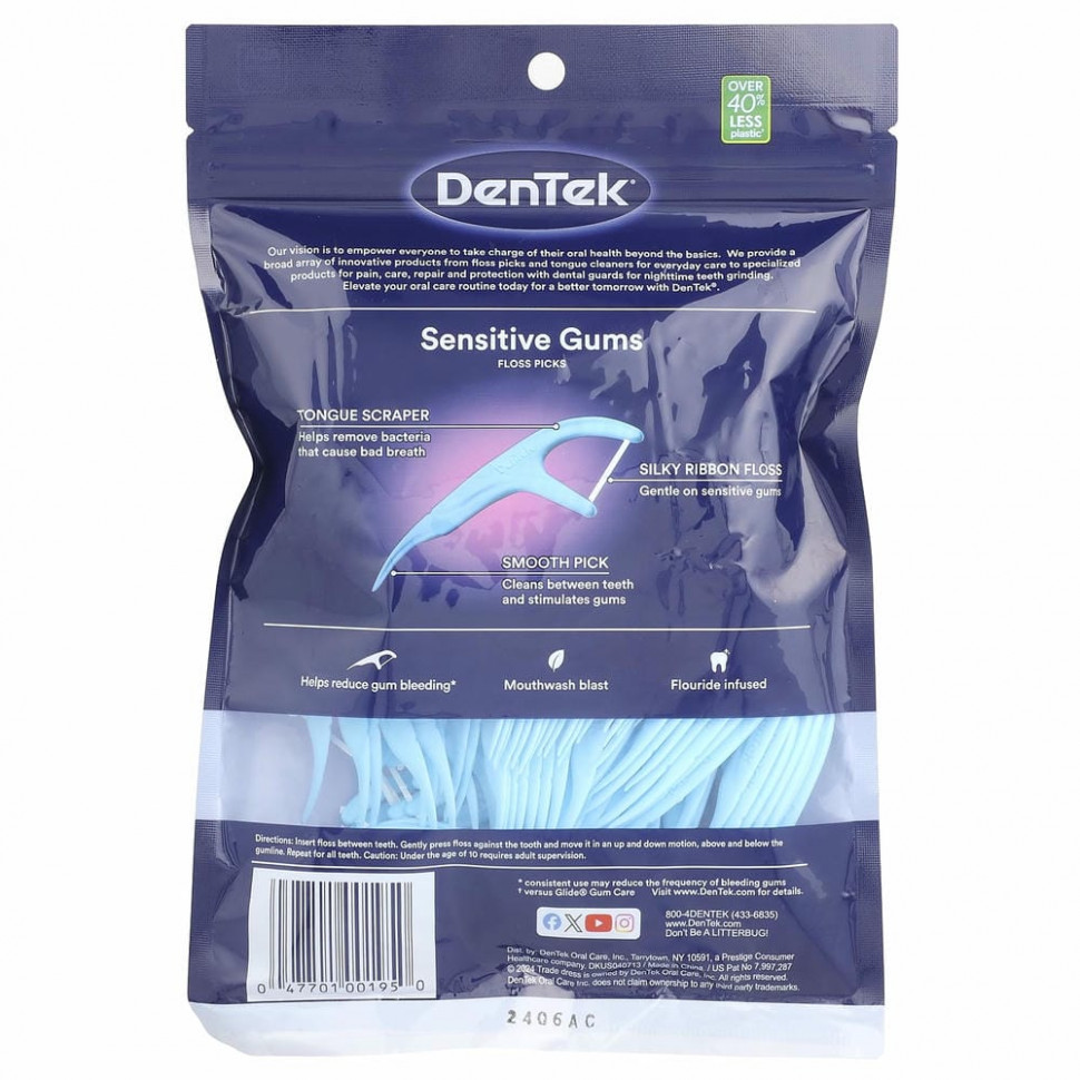 DenTek, Comfort Clean Floss, зубная нить для чувствительных десен, жидкость для полоскания рта, 150 зубной нити