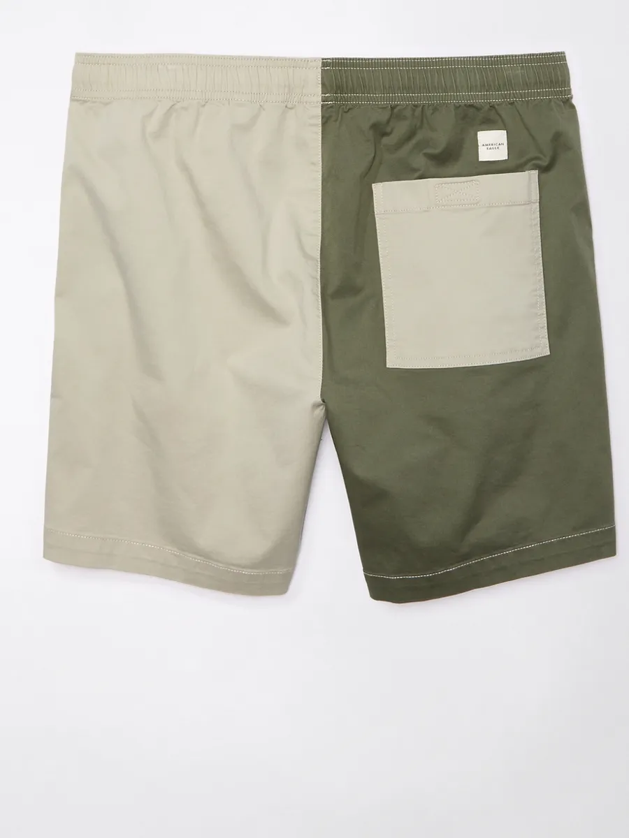 AMERICAN EAGLE MEN 7743 COLOR BLOCK TREKKER SHORT 294 NOMAD OLIVE