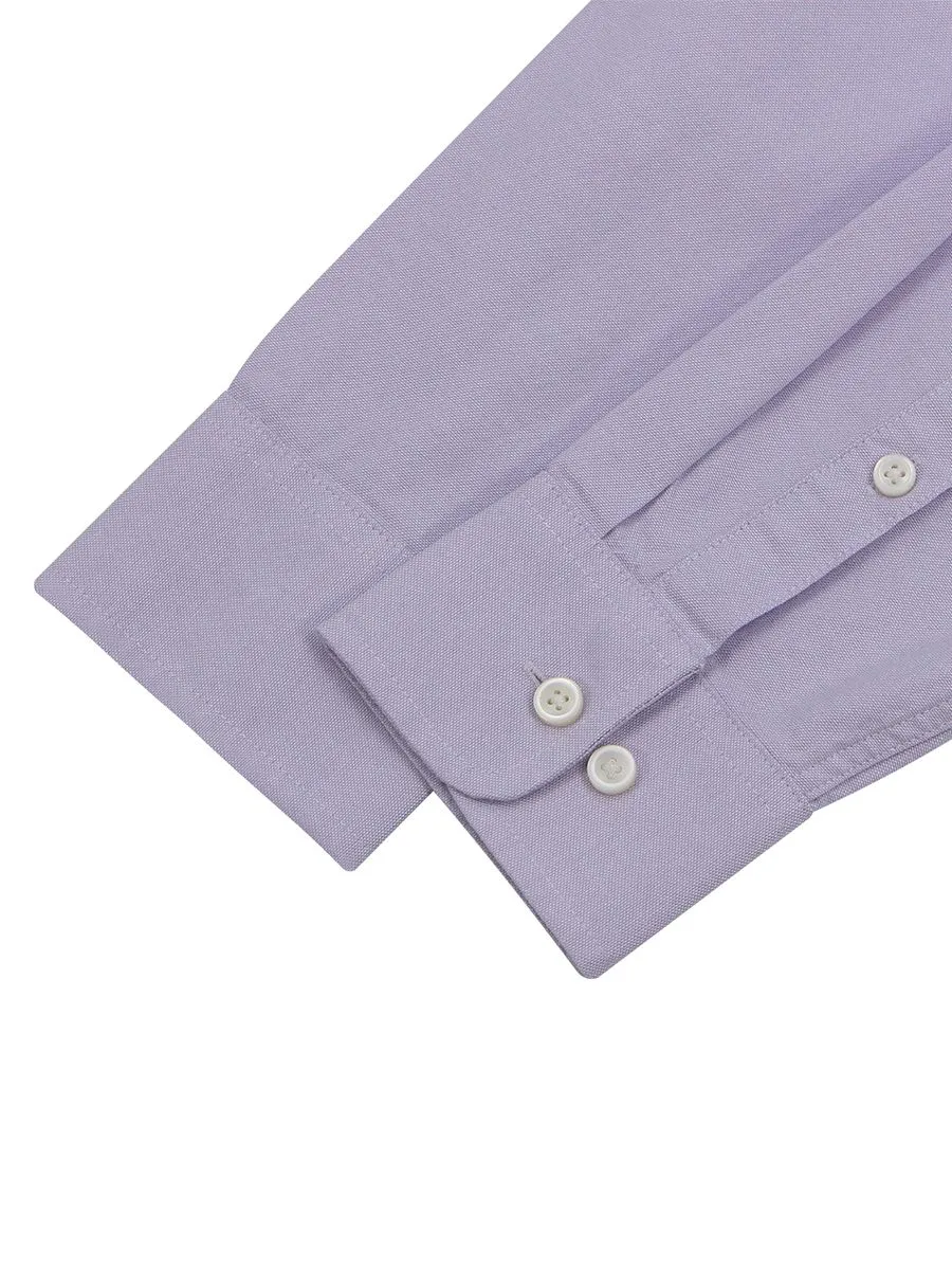 GIORDANO Men's Long Sleeve Embroidery Oxford Shirt  Light Voilet Purple