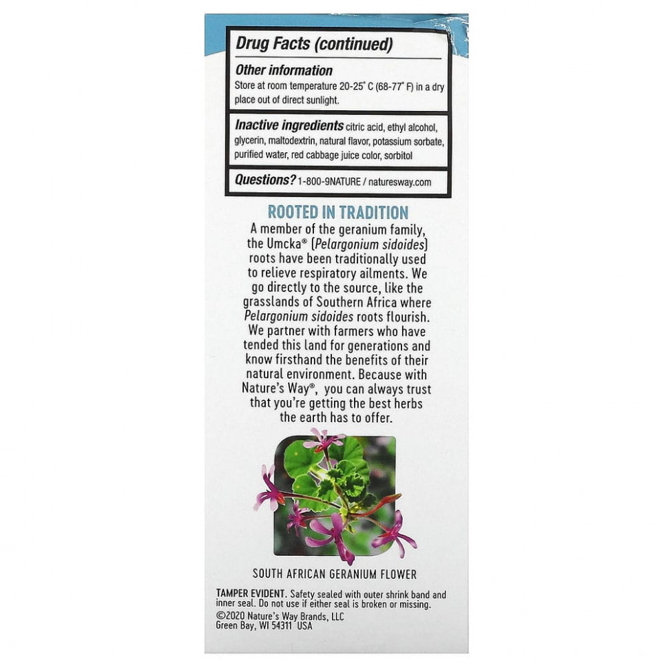 Nature's Way, Umcka ColdCare, успокаивающий сироп, без сахара, с виноградом, 120 мл (4 жидк. Унции)