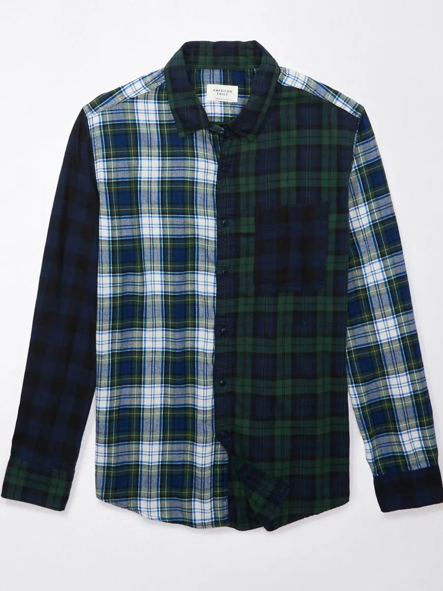 AMERICAN EAGLE MEN SF CSC MILO TWILL PATTERN BLOCK 483 MIDNIGHT BLUE