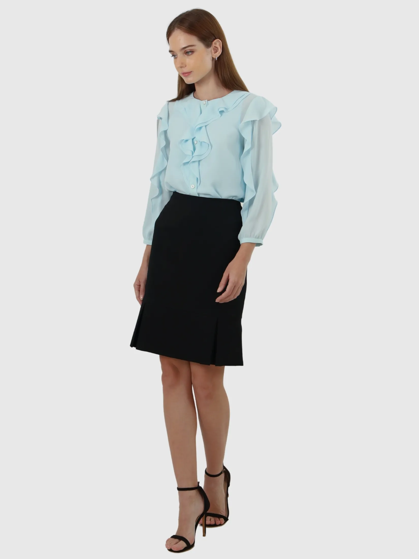 VERONIQA Women Skirt Short Moss Crepe Black