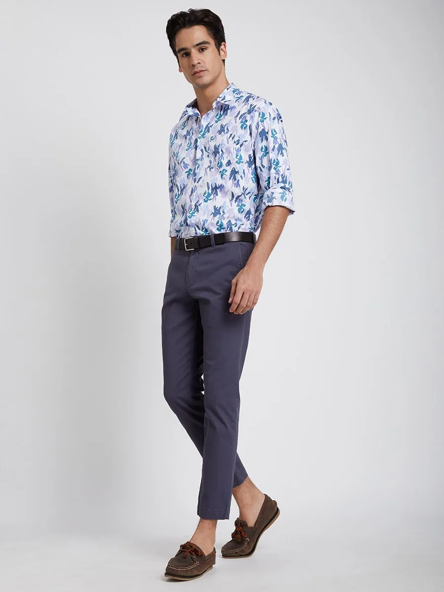 ALUMNUS Men Shirts Long Sleeves Printed Blue