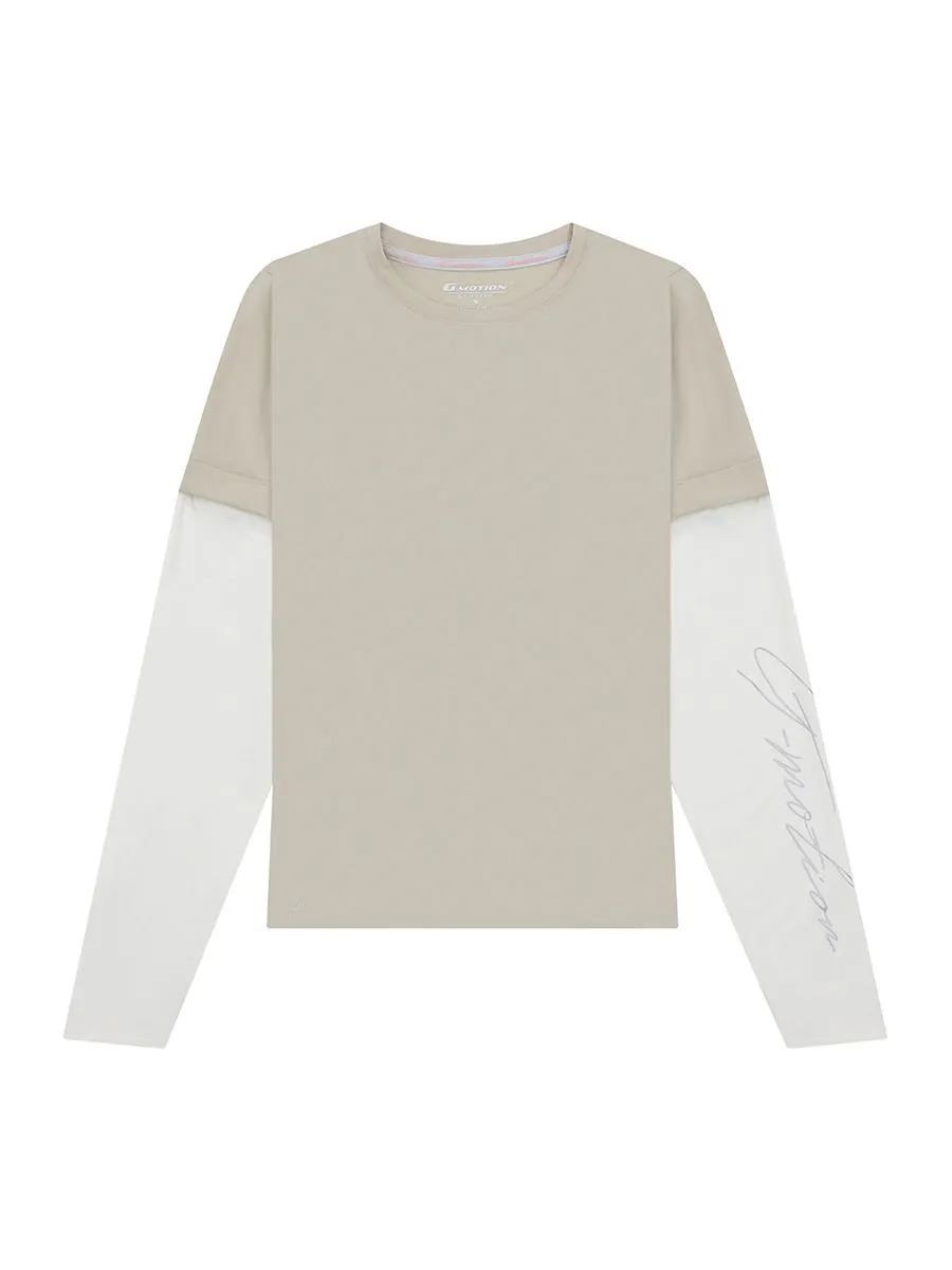 GIORDANO Women's Anti-UV Cool Touch Tee (G-Motion) Rice coffee Khaki