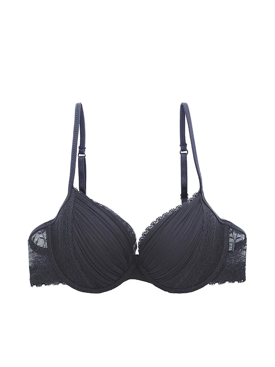 ELLE LINGERIE Lingerie Molded Bra Pleat LB6541 Black