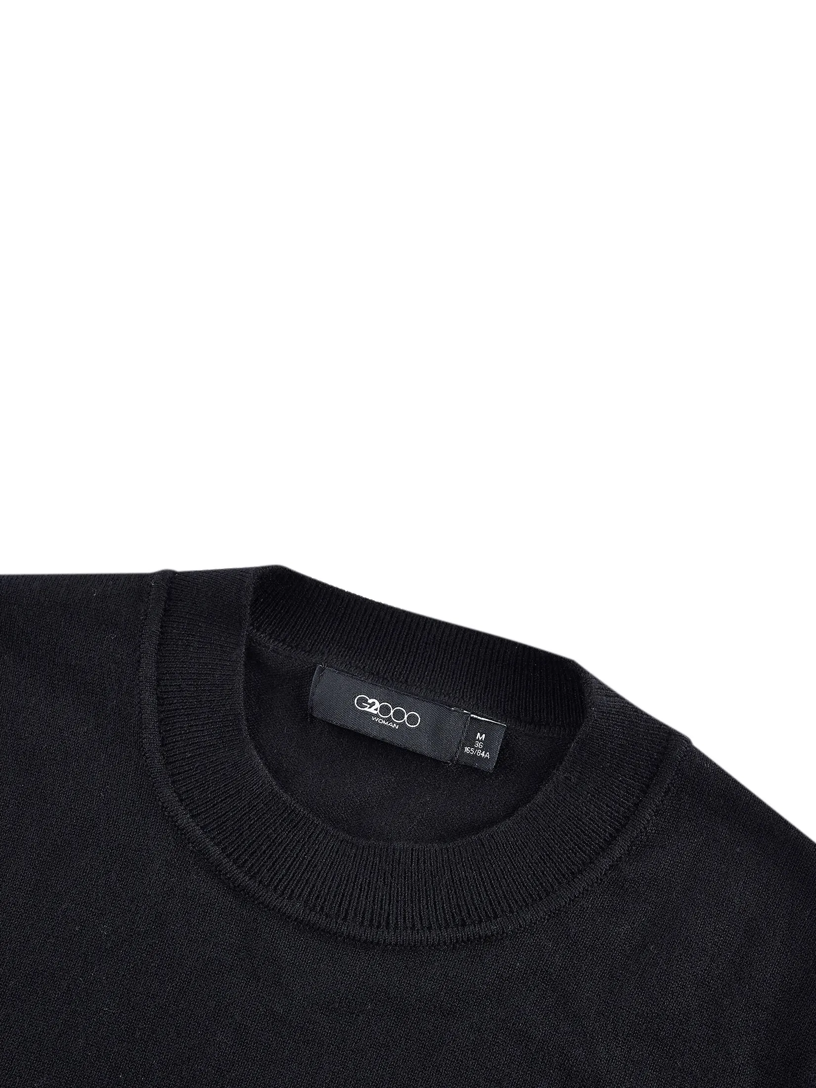 G2000 Women Clothing Crew Neck Puff Sleve Sweater Top Regular Fit - Black