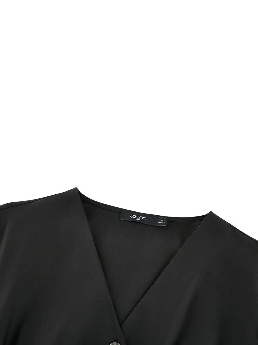 G2000 Women Clothing Cotton Tencel Shirt Dress Fit & Flare Shape - Black