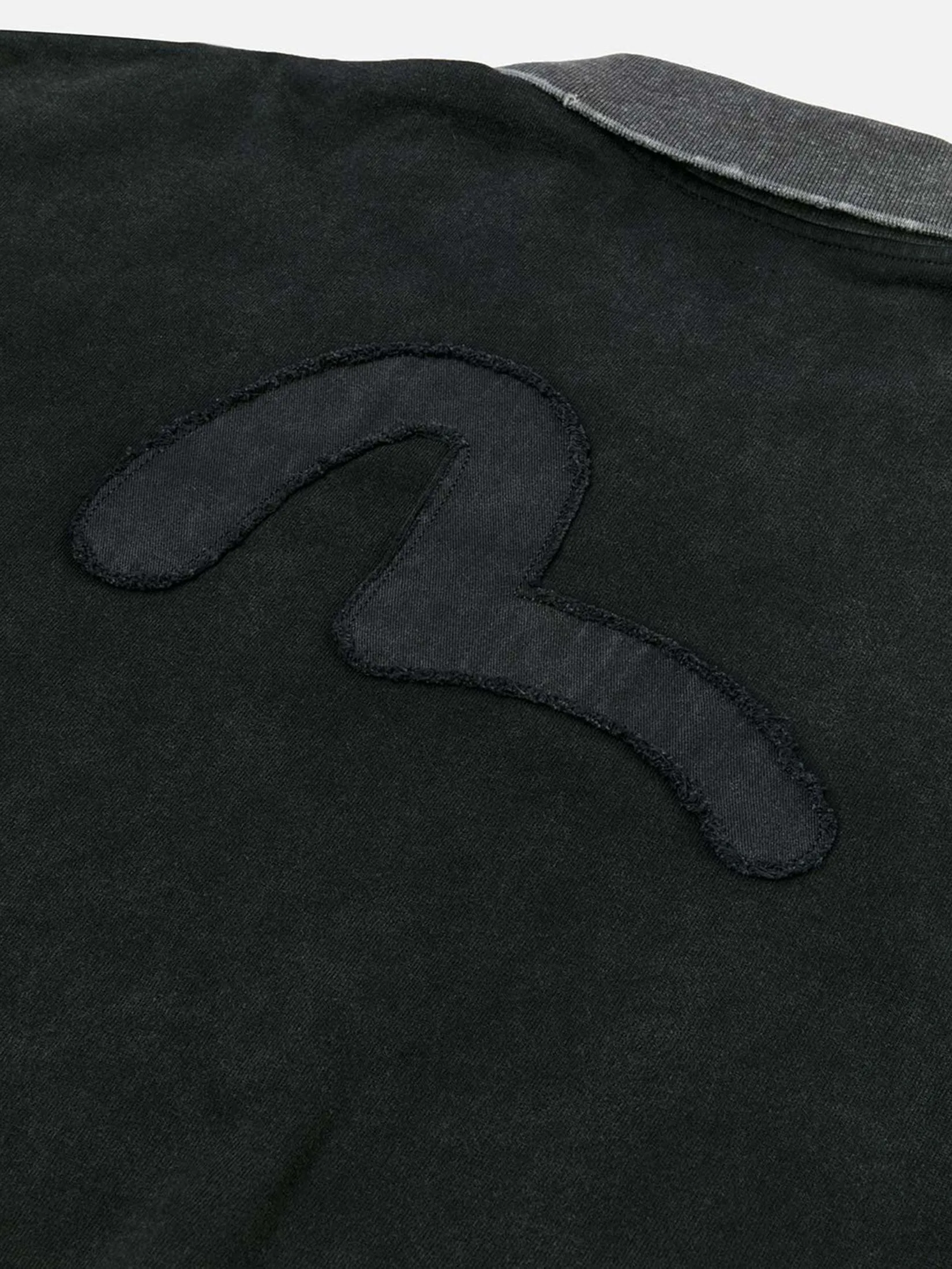 EVISU Men T-Shirt Long-Sleeve Seagull Appliqué Relax Fit Charcoal