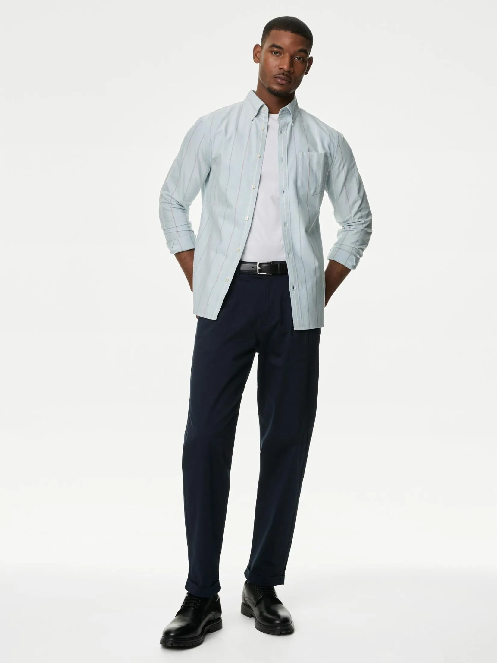 MARKS & SPENCER Men Shirt Pure Cotton Striped Oxford