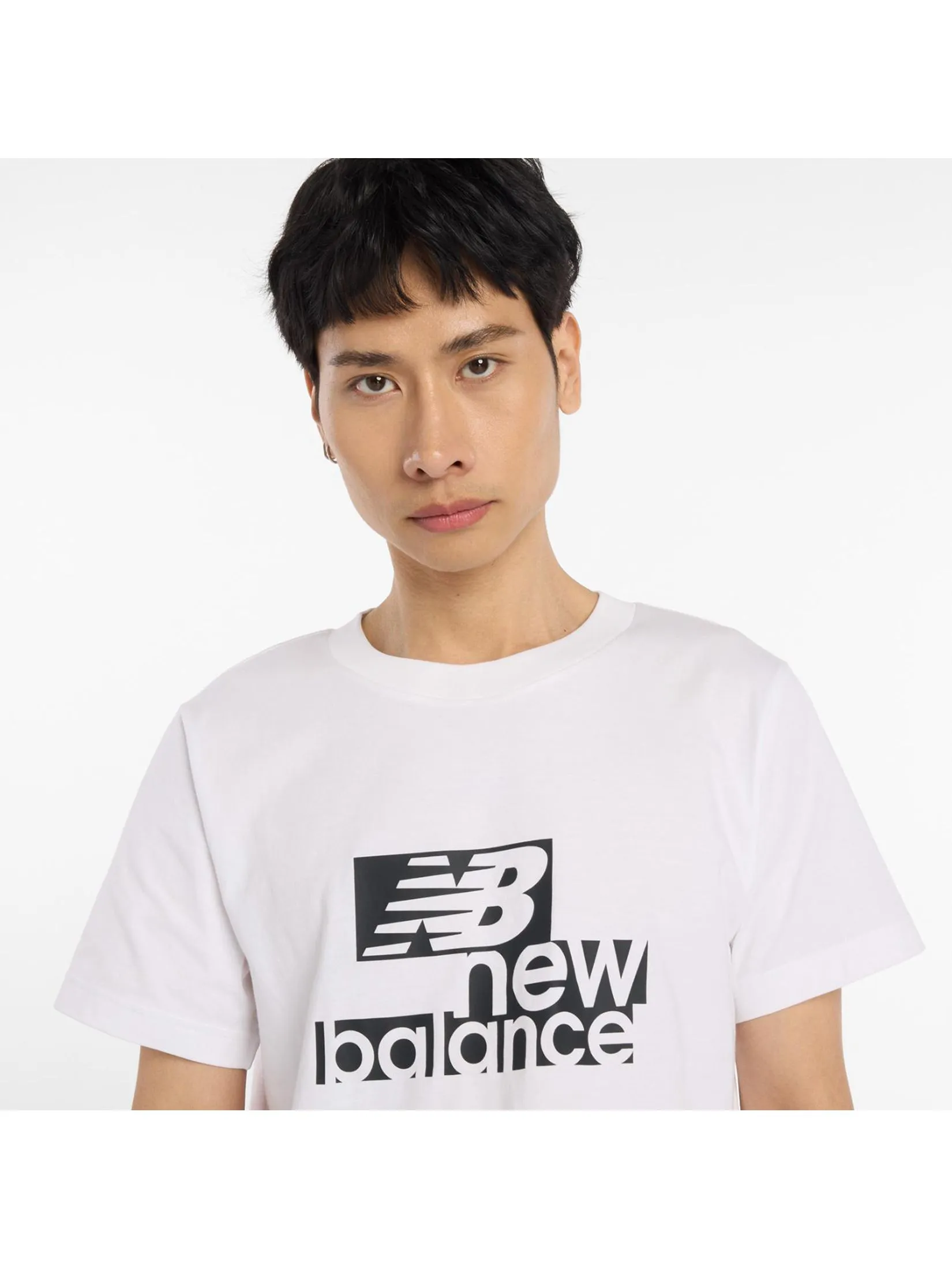NEW BALANCE Men T-Shirt Sport Graphic Cotton White