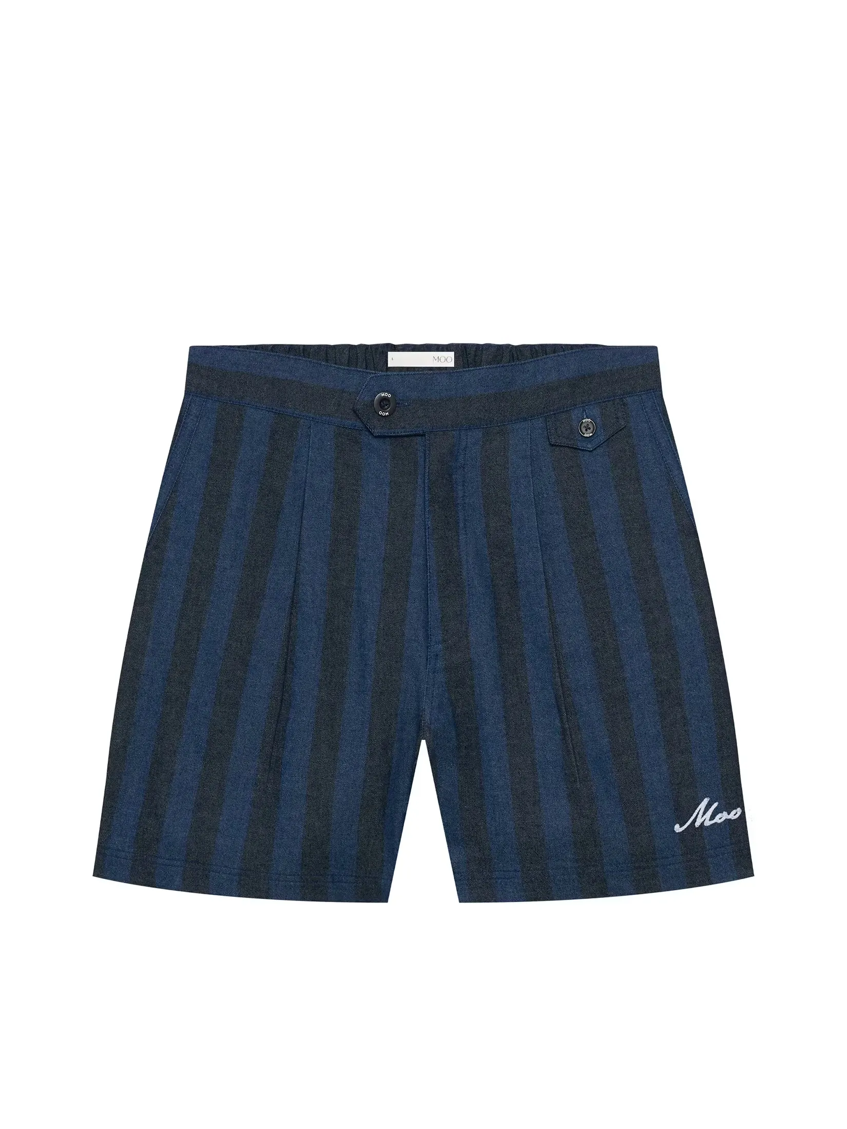 MOO [MOO 5/25] Striped Denim Shorts Navy Blue Size - L
