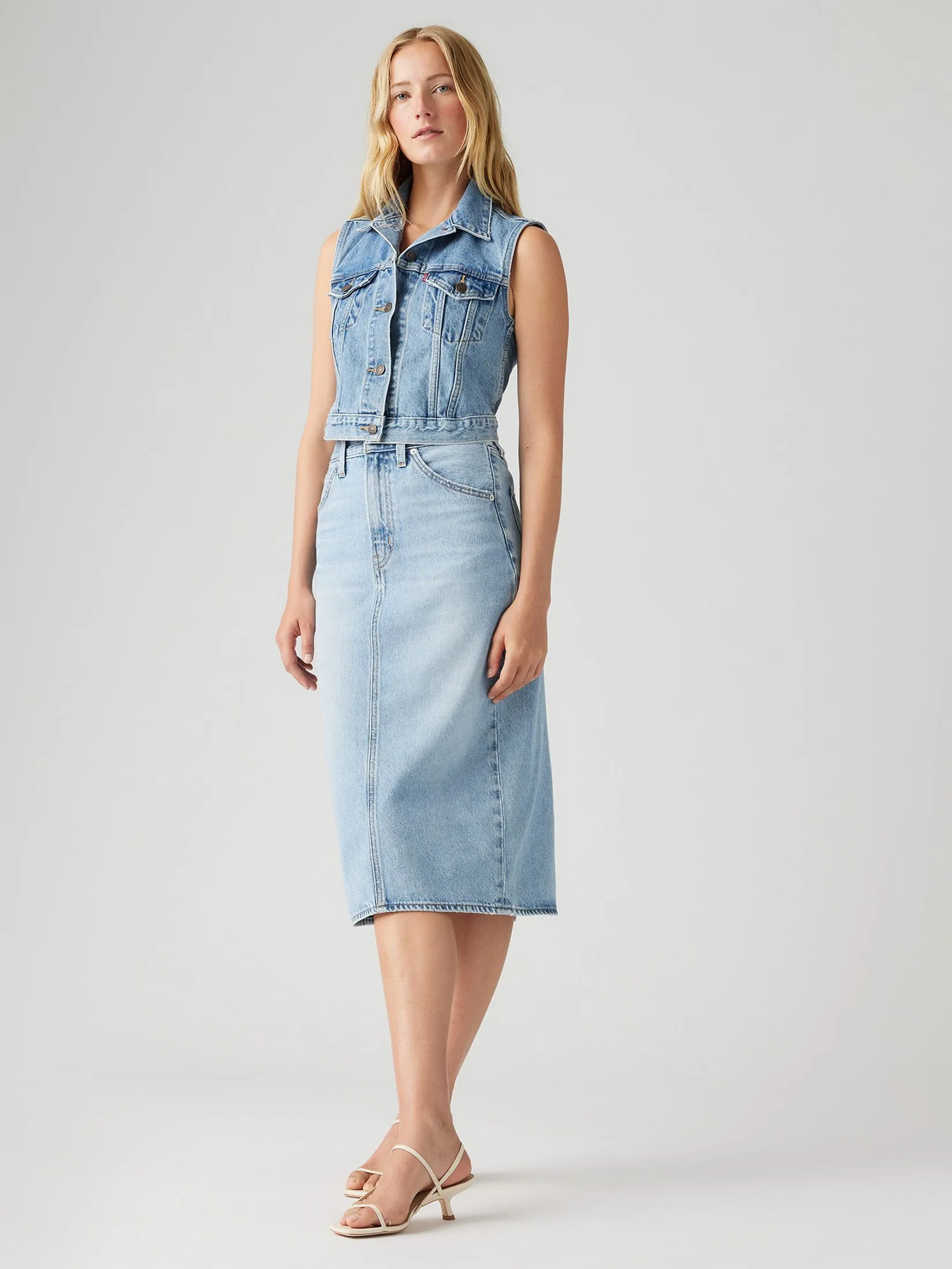 LEVI'S Women's High-Rise Slit Skirt Blue