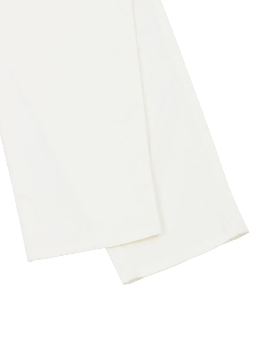 GIORDANO Women's Twill Regular Audrey Pants (180 Elastic Waistband) Wool White