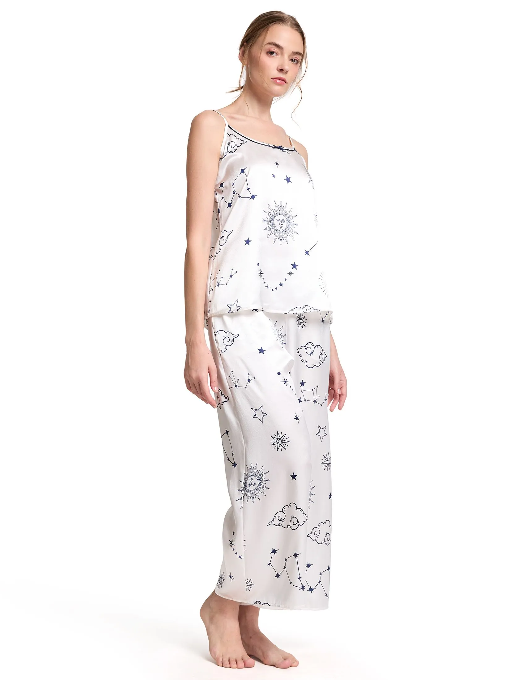 MARIA VICTORIA Women Pajamas Cami Top + Pants Off White