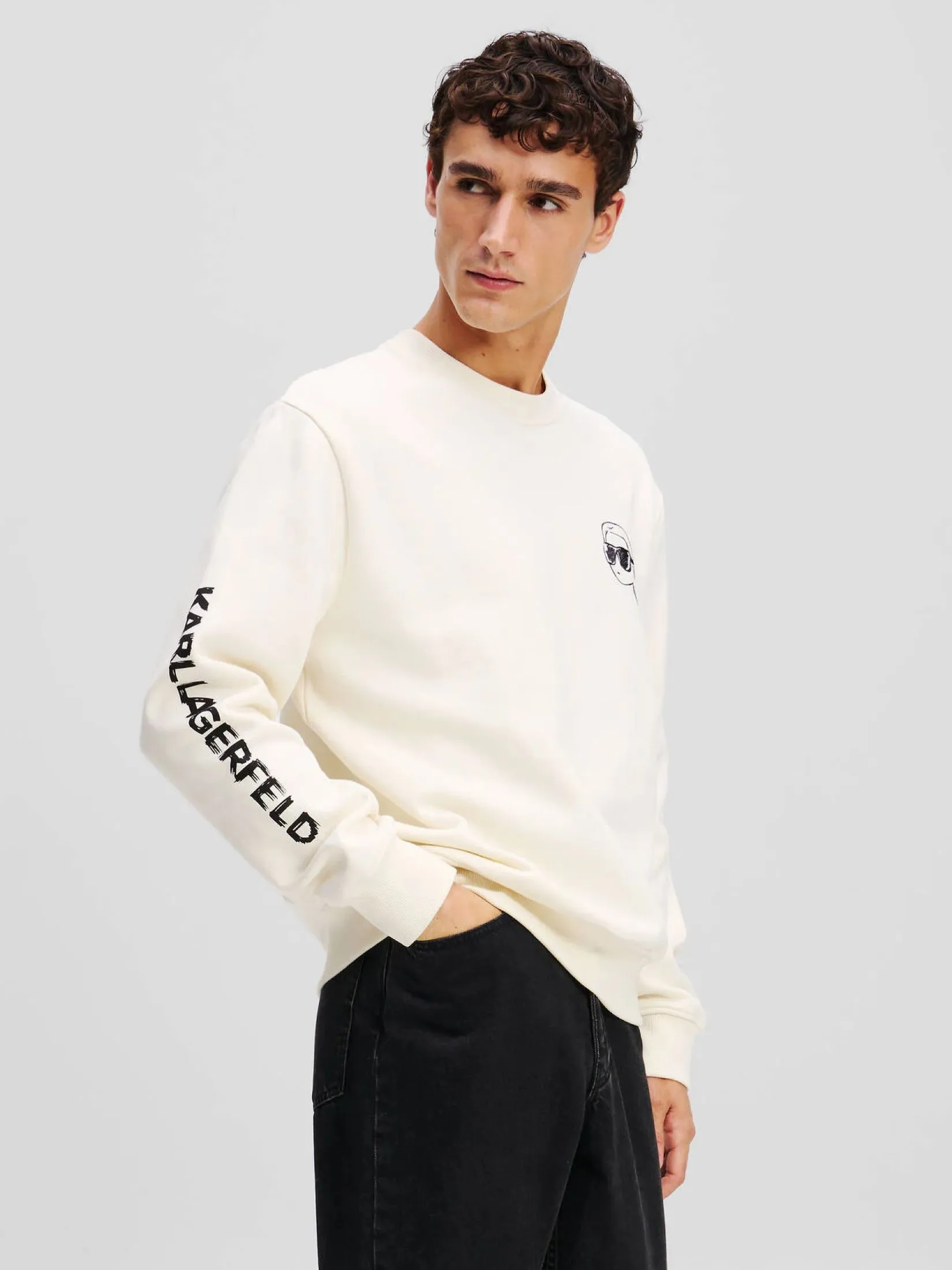 KARL LAGERFELD RTW-1 BIG IKON SWEATSHIRT CANNOLI CREAM