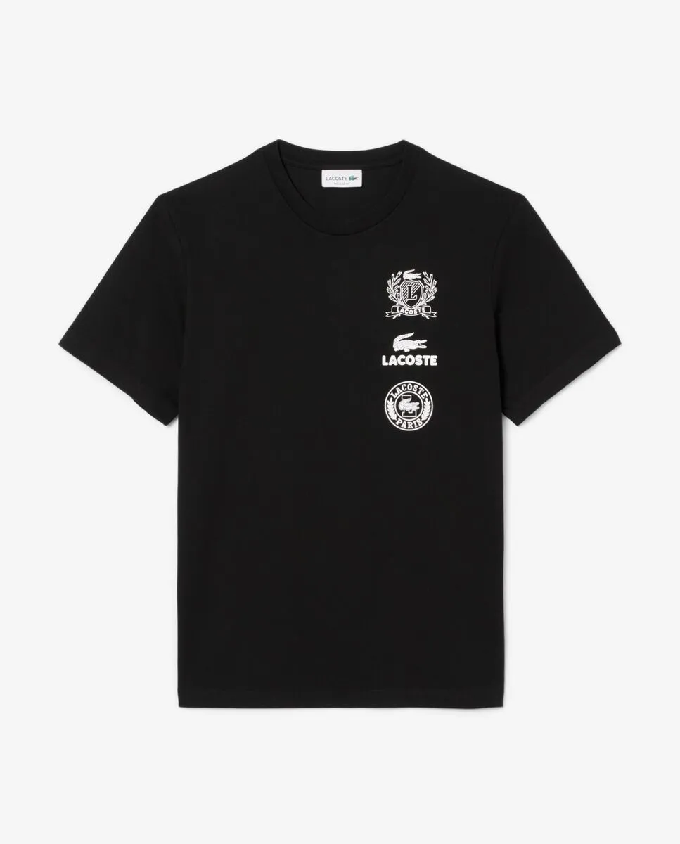 LACOSTE Regular Fit Printed Jersey T-Shirt Black