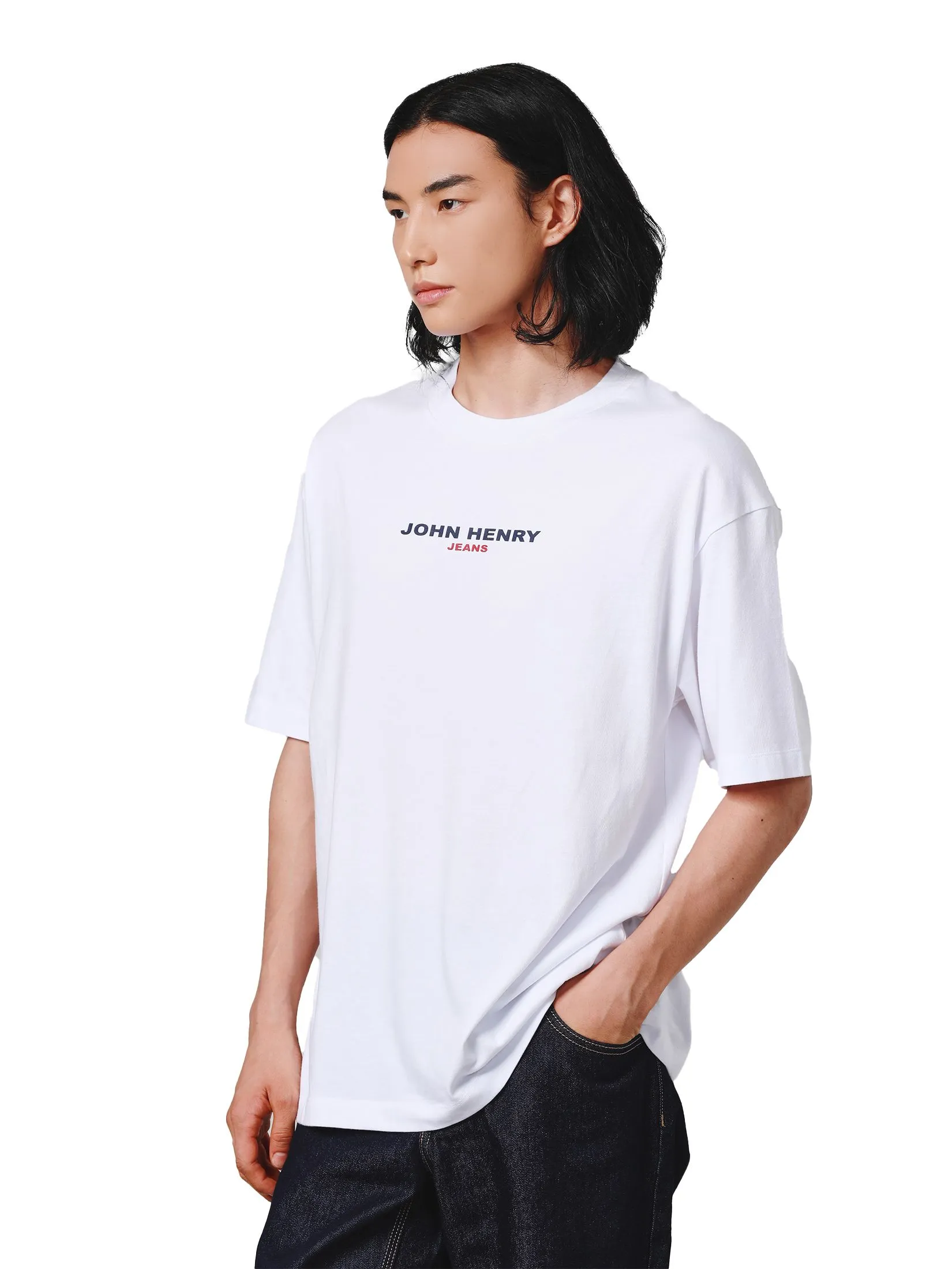 JOHN HENRY Men's T-Shirts (Oversize Fit) DENIM White