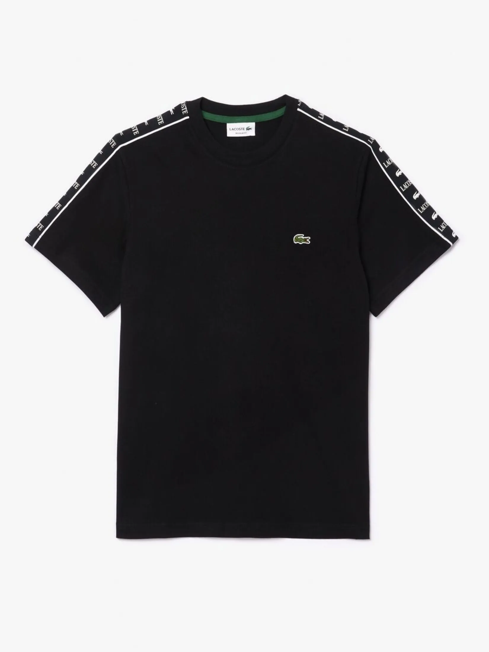 LACOSTE Logo Stripe Cotton T-shirt Black