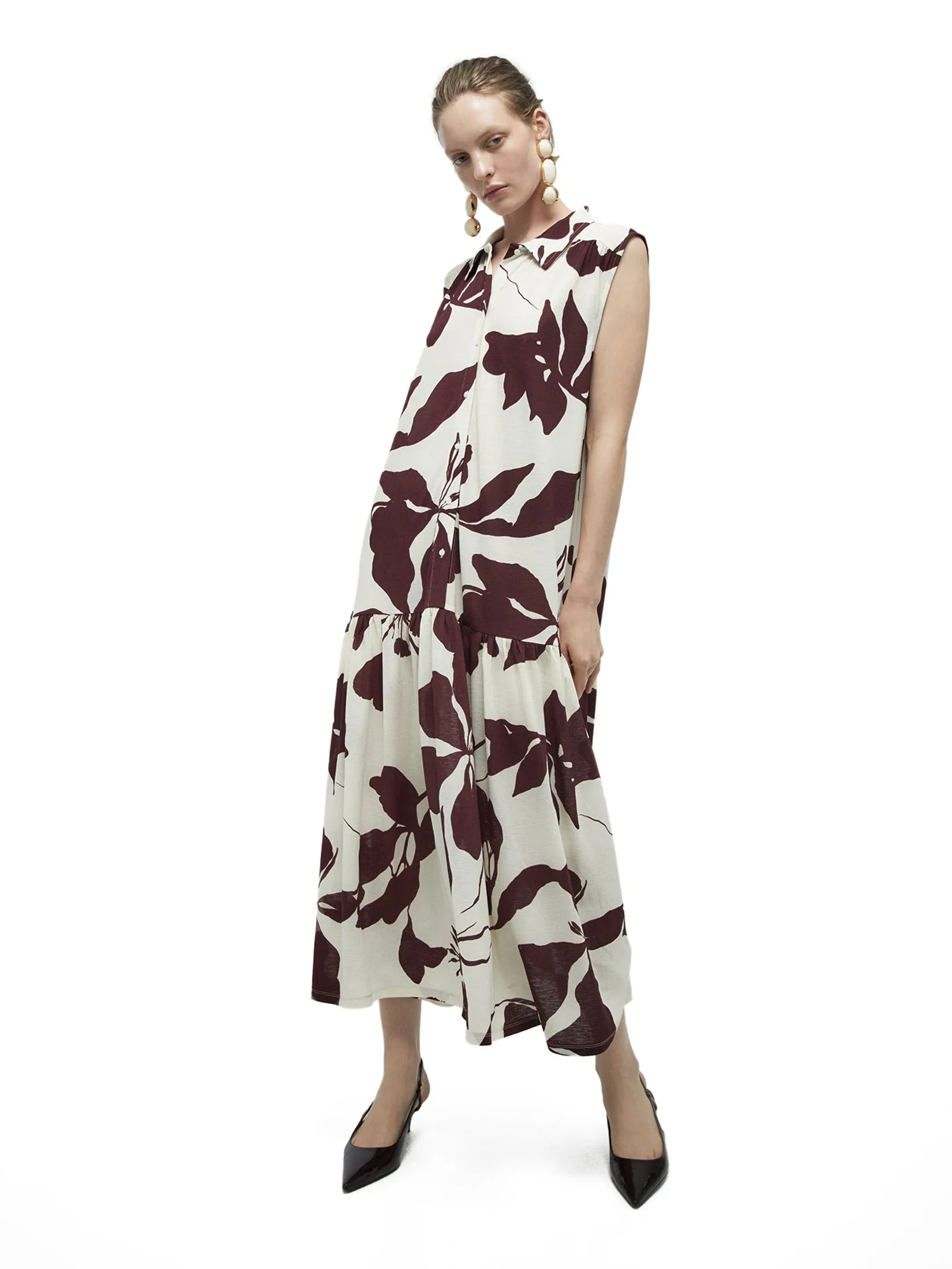 SFERA Women Midi Dress Basic Shirt Burgundy