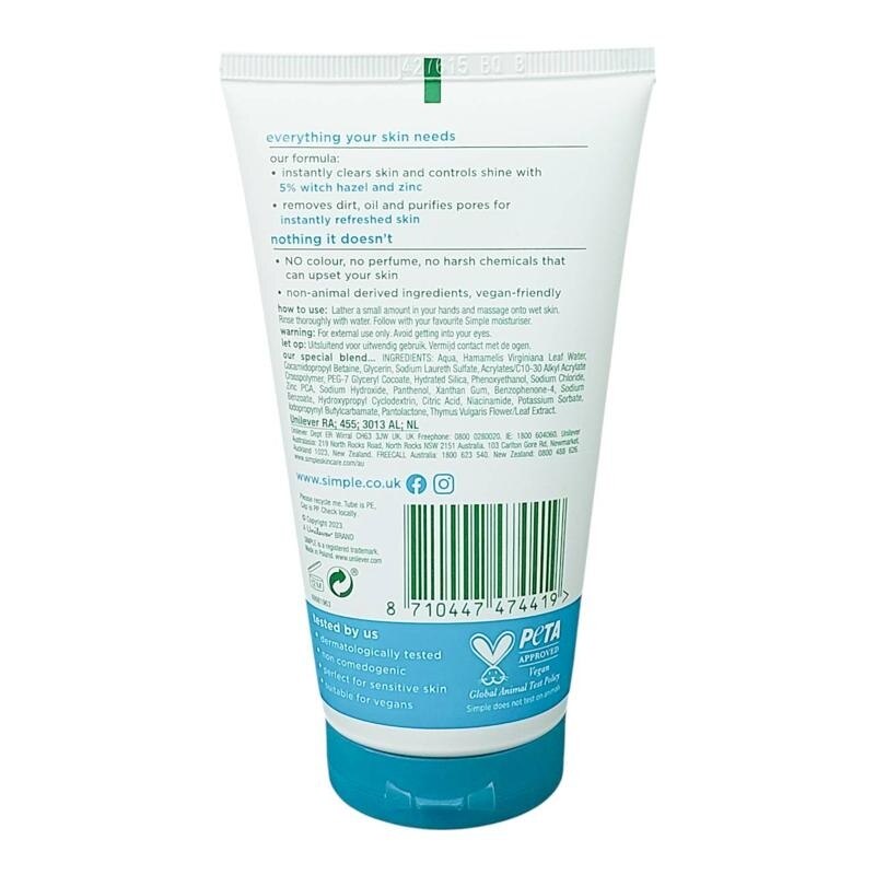 Simple Daily Skin Detox Purifying Facial Wash 150 Ml.