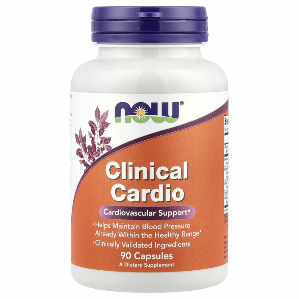 NOW Foods, Clinical Cardio, Поддержка сердечно-сосудистой системы, 90 растительных капсул