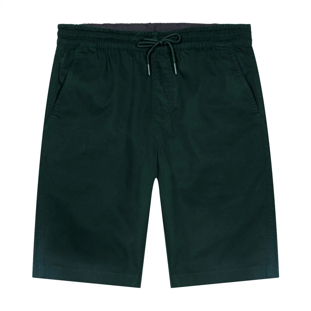 GIORDANO Green Men's Mid-Rise Slim Fit Elastic Waist Twill Bermuda Shorts