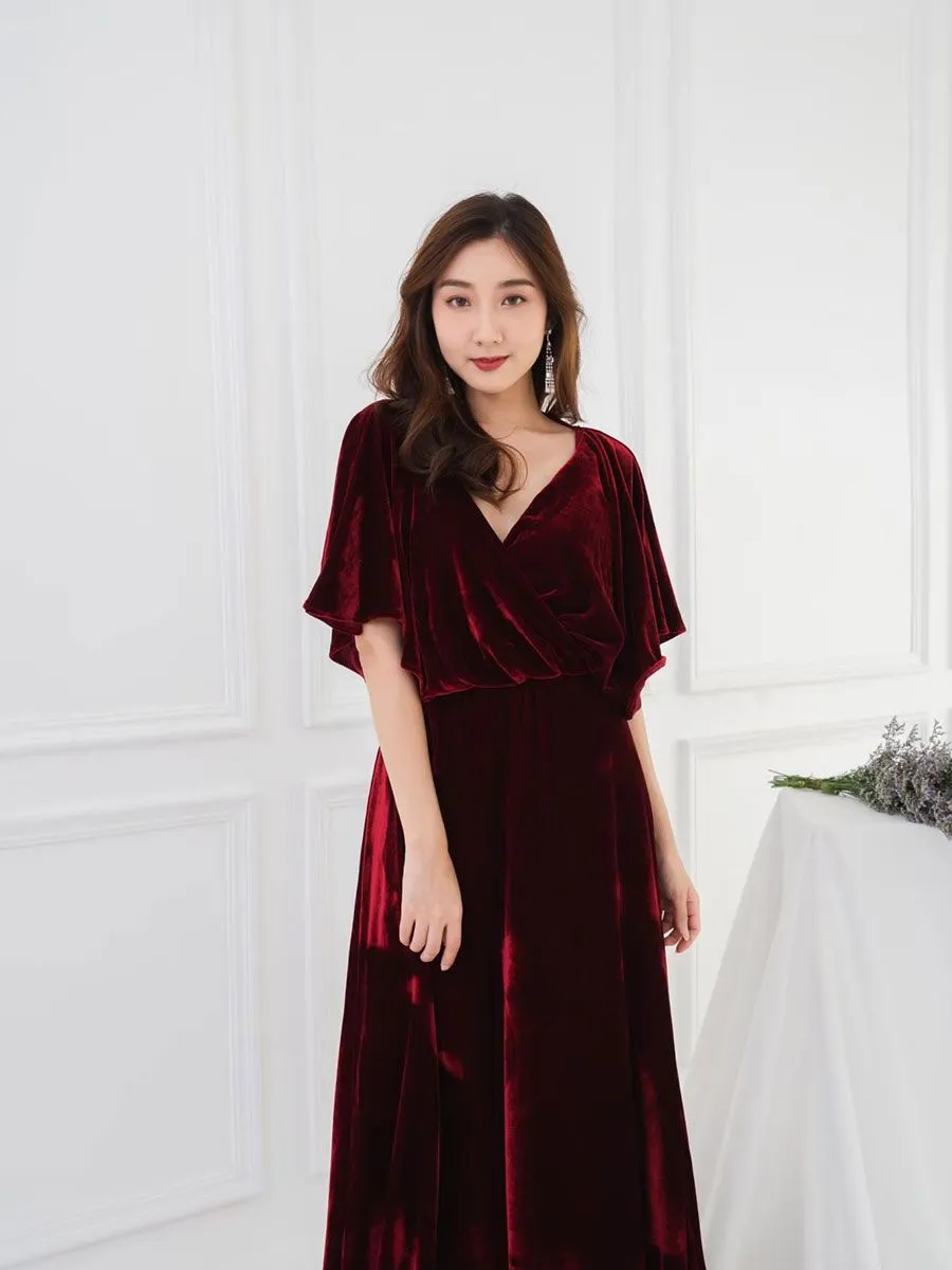 ROSE THE LABEL Kimono Velvet Dress  Red