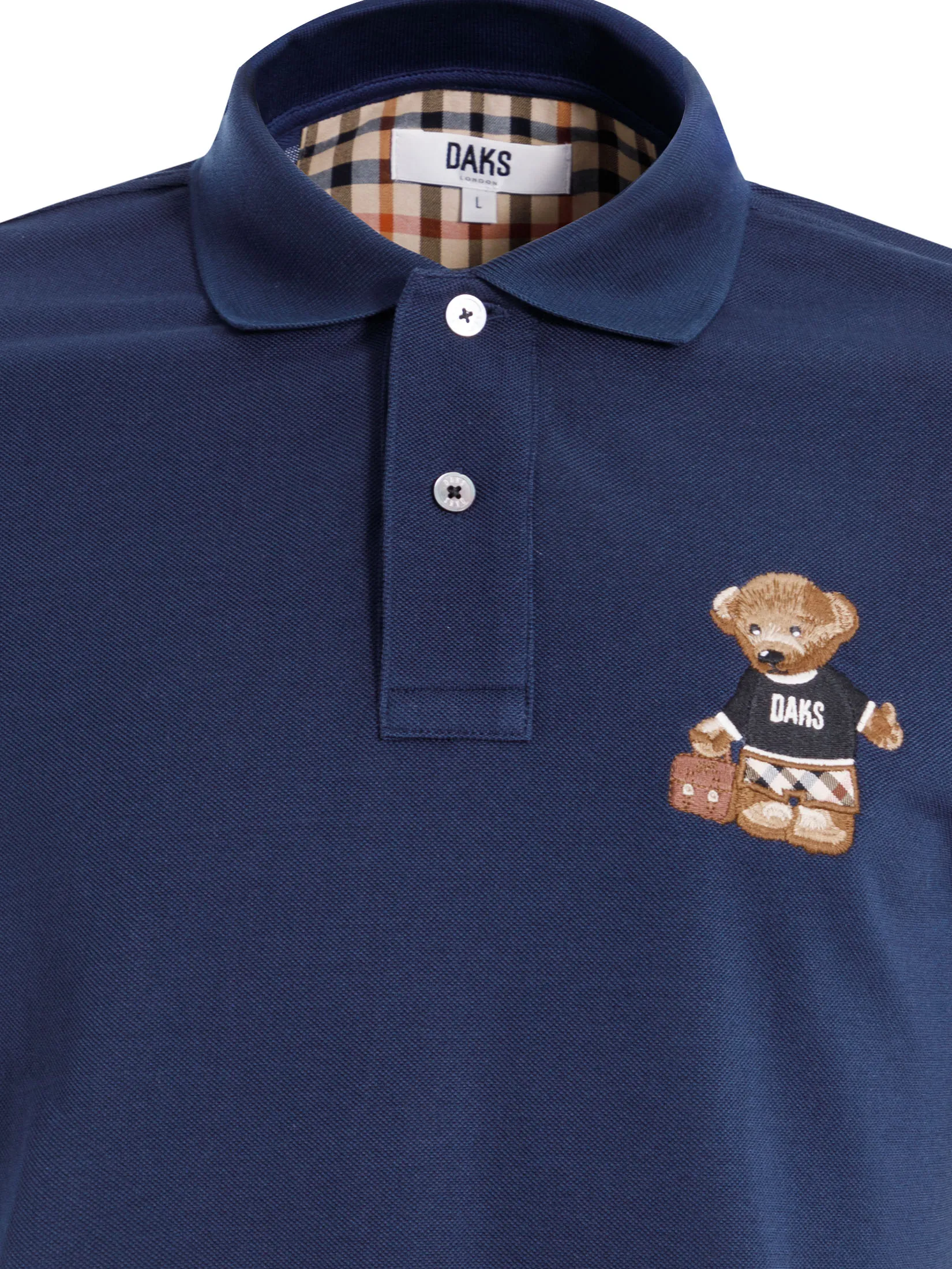 DAKS Men  Short Sleeve Polo Slim Fit Navy