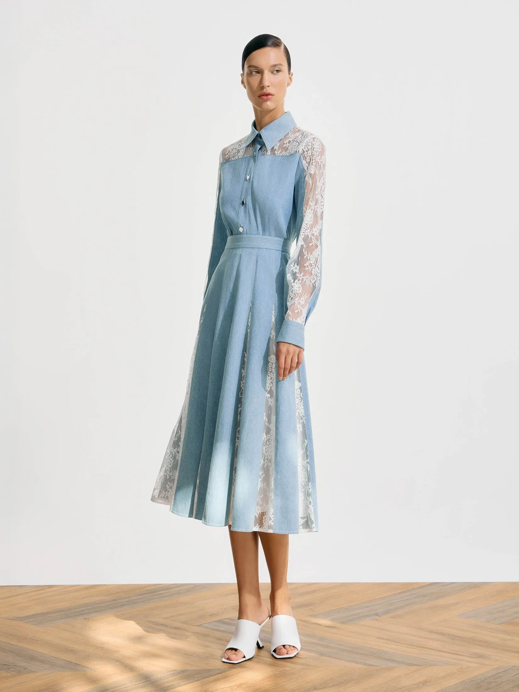 ASAVA (SS25)Hayden Denim Lace Women Skirt Light Blue