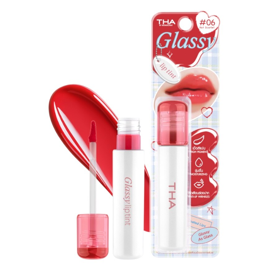 THA By Nongchat Glassy Lip Tint 3.9g.. 06 Hot Scarlet - 06 Hot Scarlet