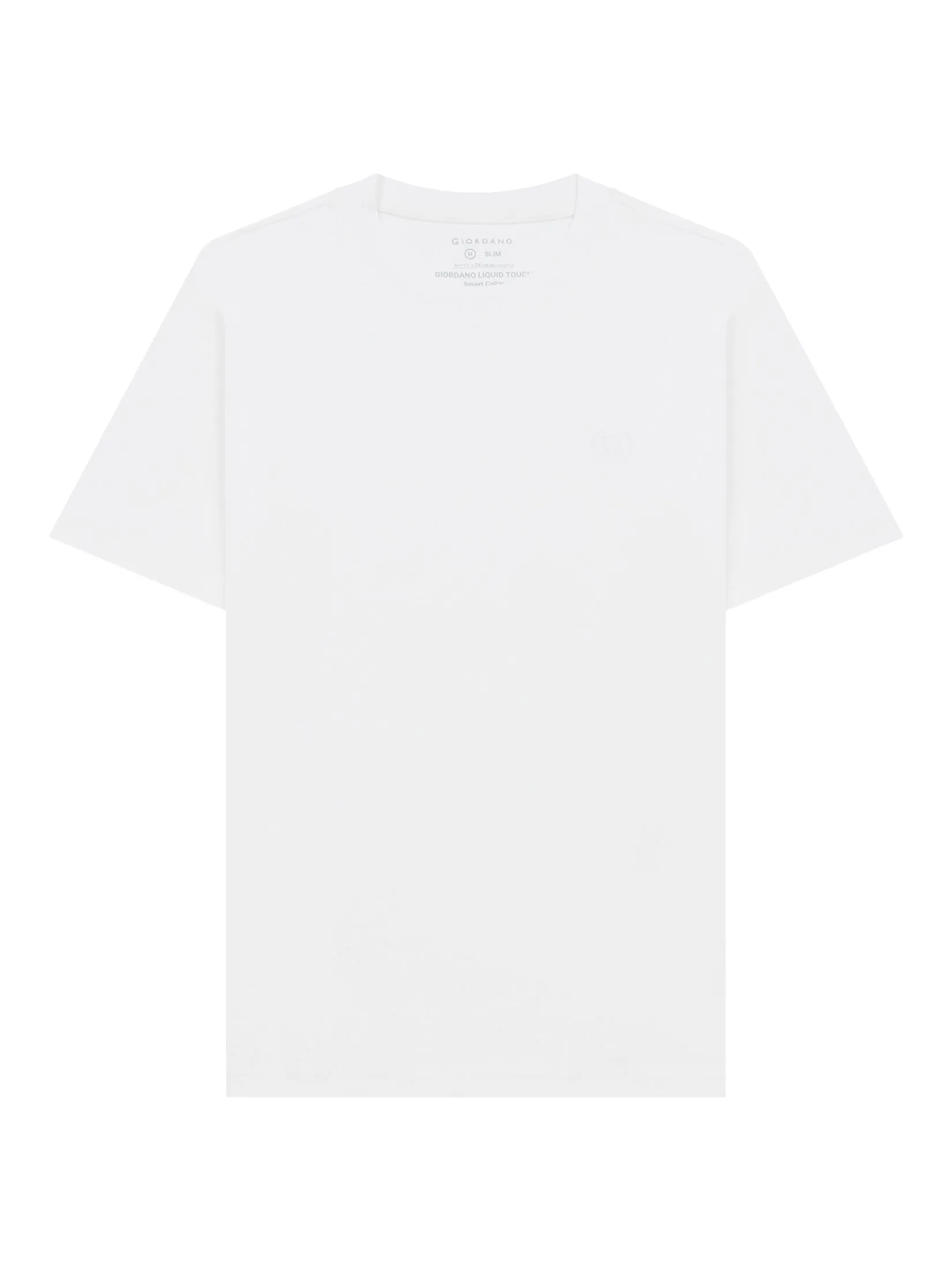 GIORDANO Men's Slim Cotton Embroidery Tee (Liquid Touch) Signature White