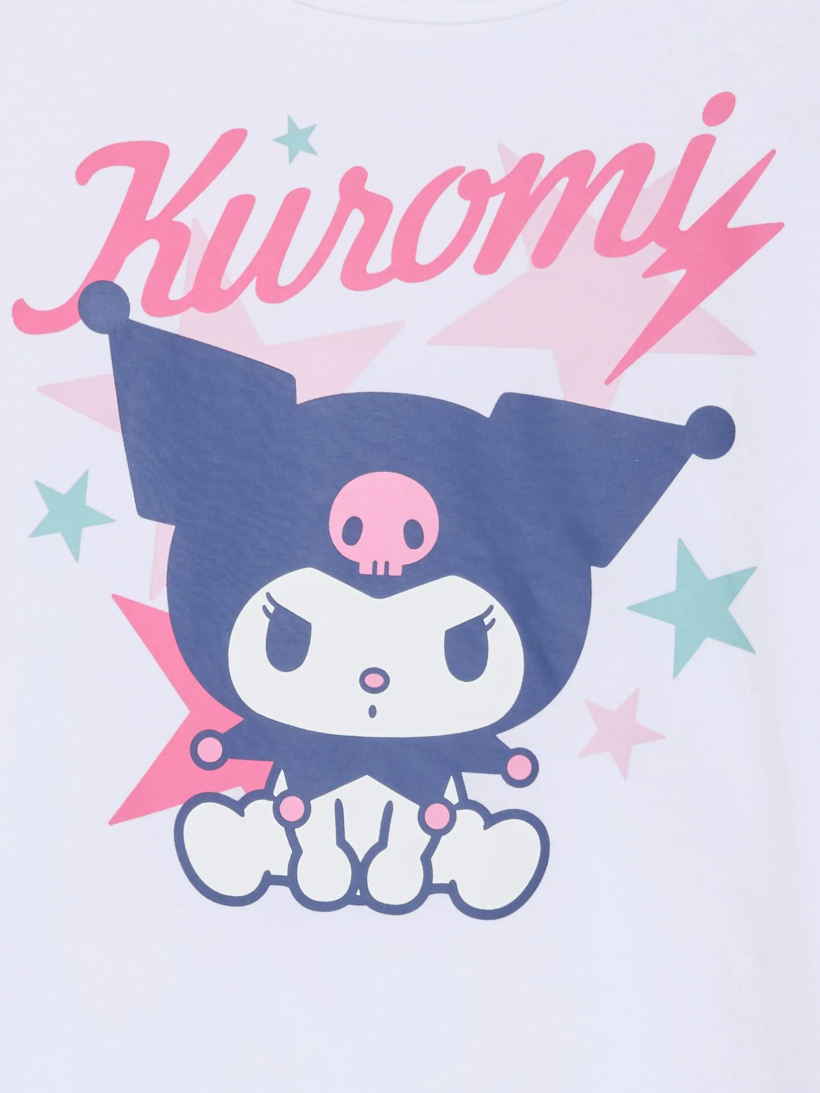 SANRIO Women Sleepwear T-Shirt Short Sleeves + Cropped Pants Kuromi Star Light Blue