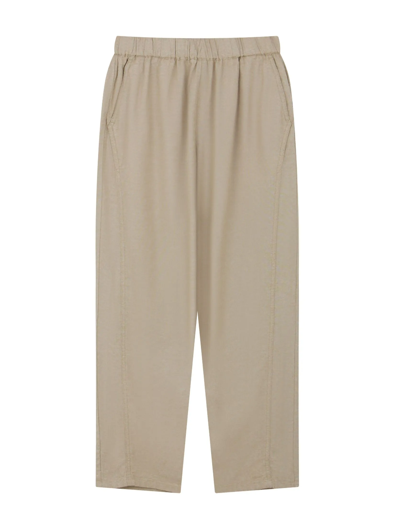GIORDANO Women's Regular Taper Linen Pants Khaki Size - L