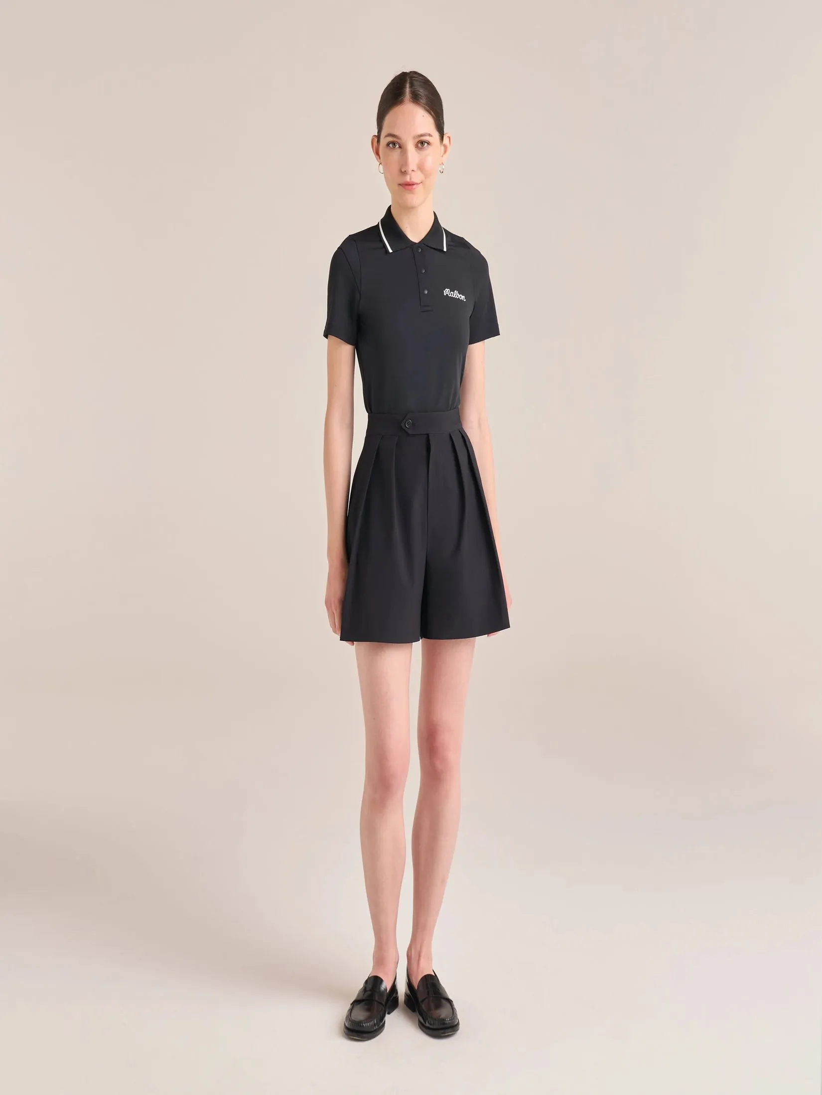 MALBON GOLF PALOMA POLO II IN BLACK/BLACK