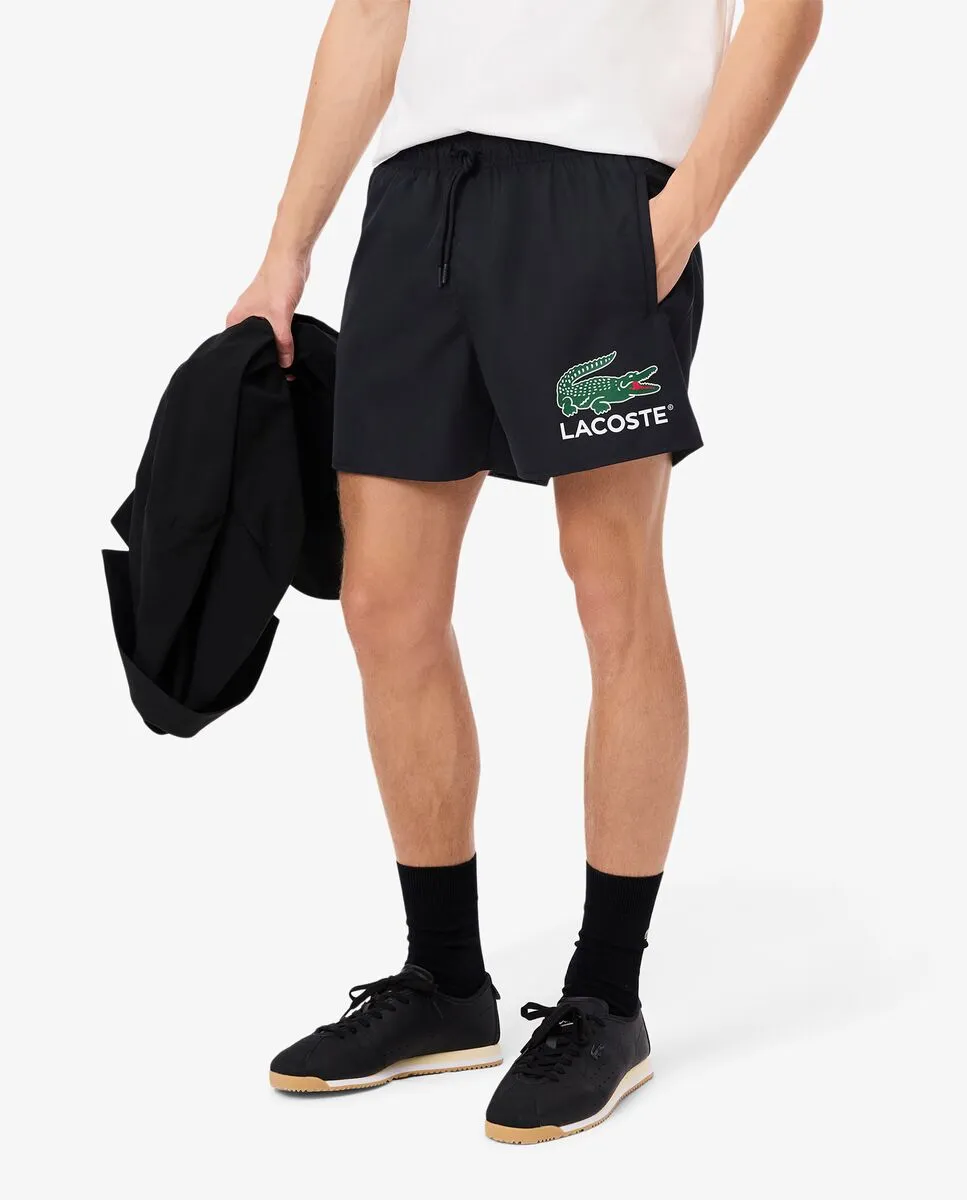LACOSTE Croc Print Swim Trunks Black