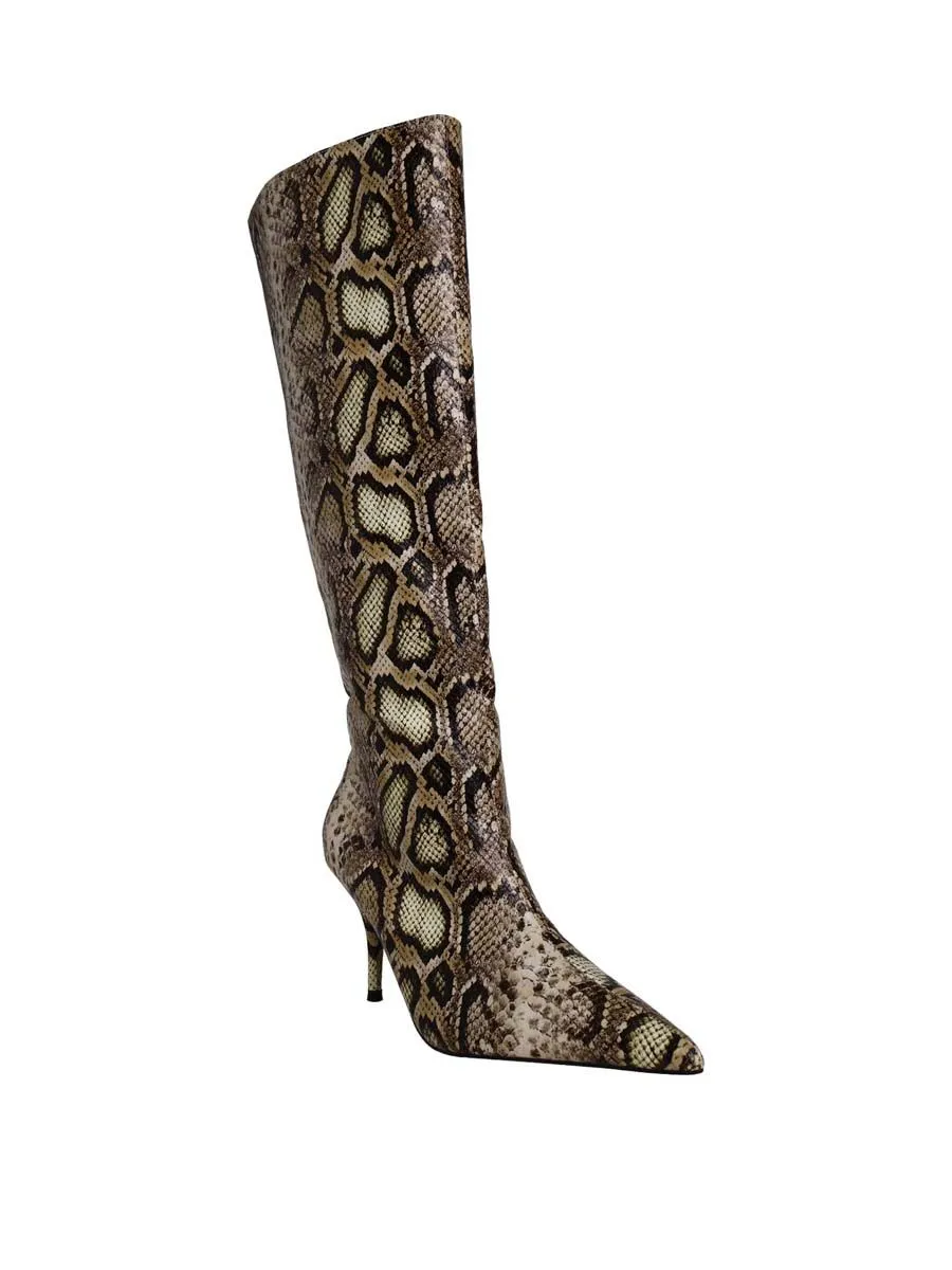 VILLAINS SF MAZIE Women's Knee-High Boots NATURAL SNK BROWN