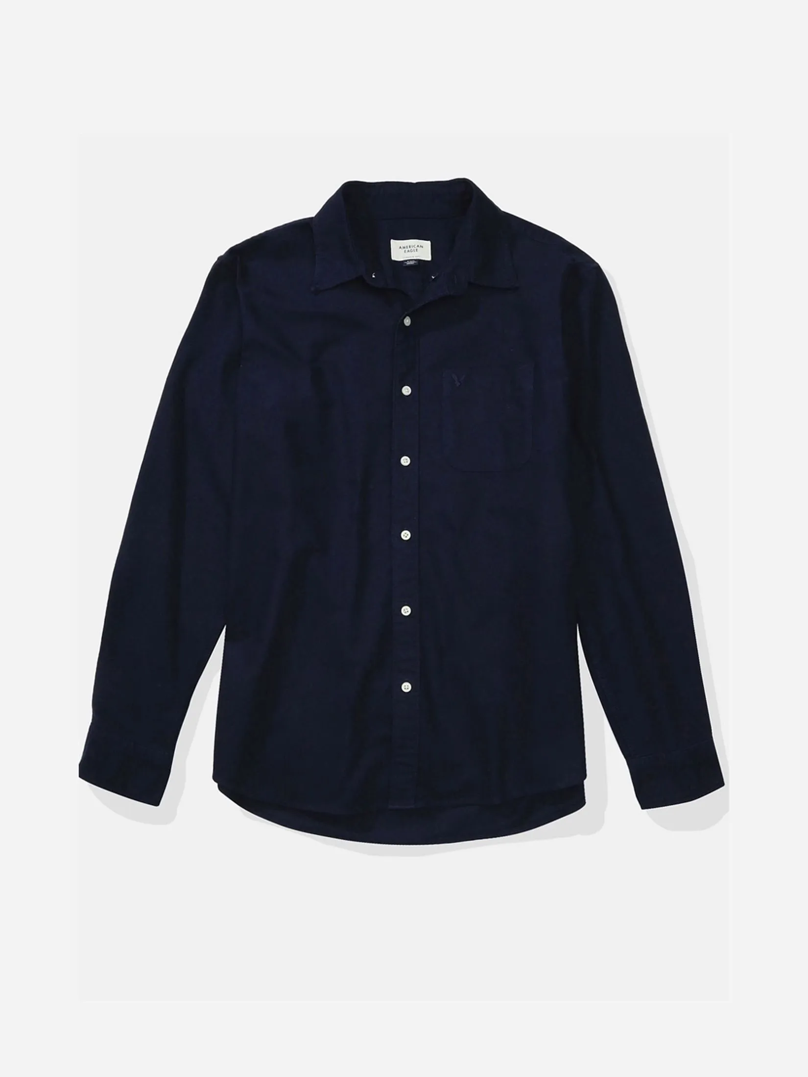 AMERICAN EAGLE MEN INT CF BD PC DYE OXFORD SHIRT 410 NAVY