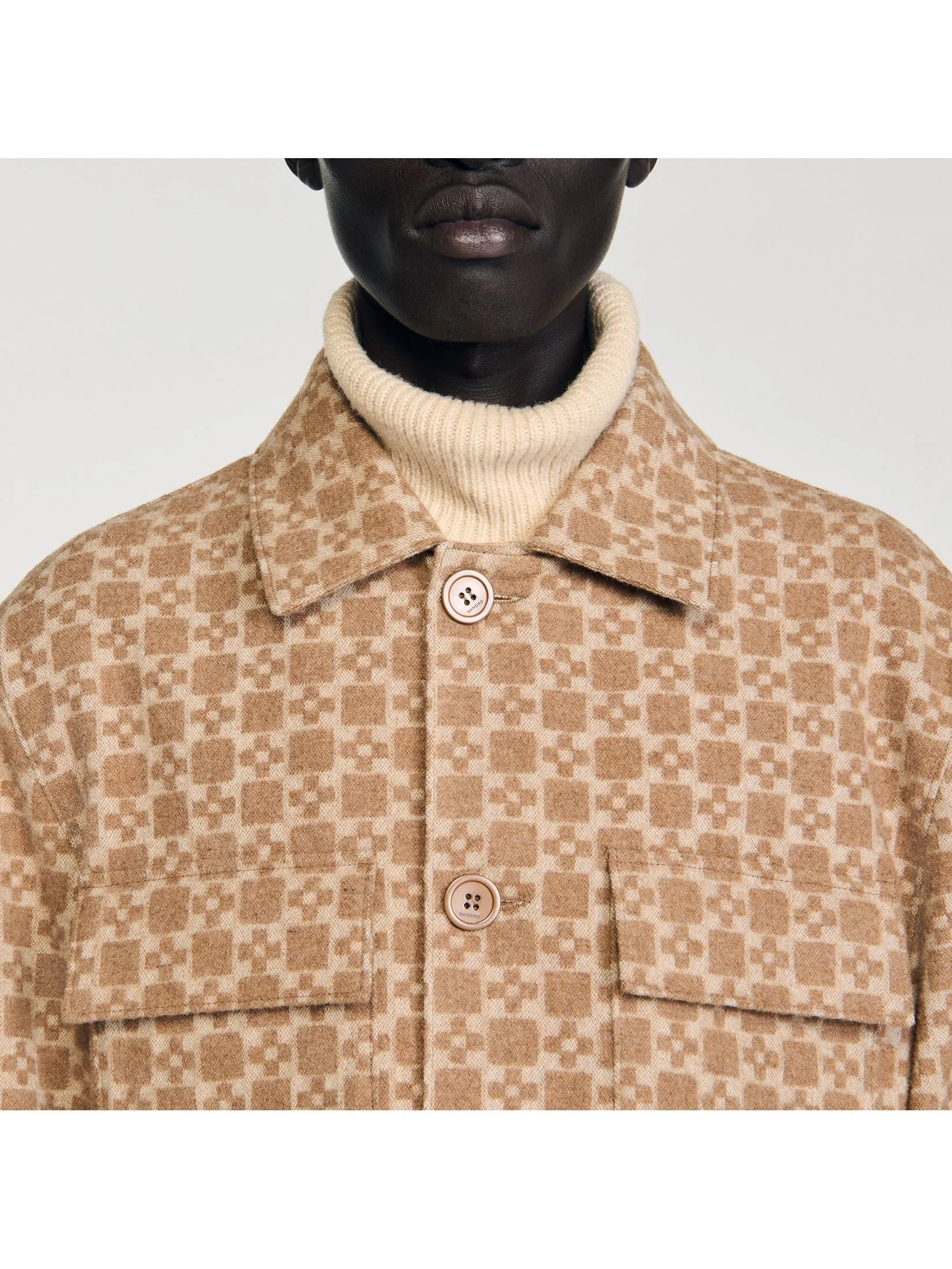 SANDRO Square Cross Jacquard Overshirt