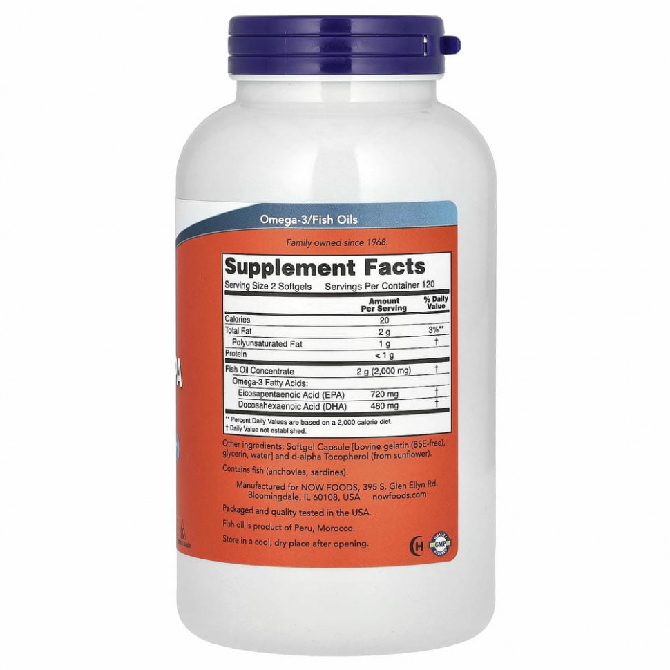 NOW Foods, суперомега с ЭПК, 360 ЭПК / 240 ДГК, 240 капсул